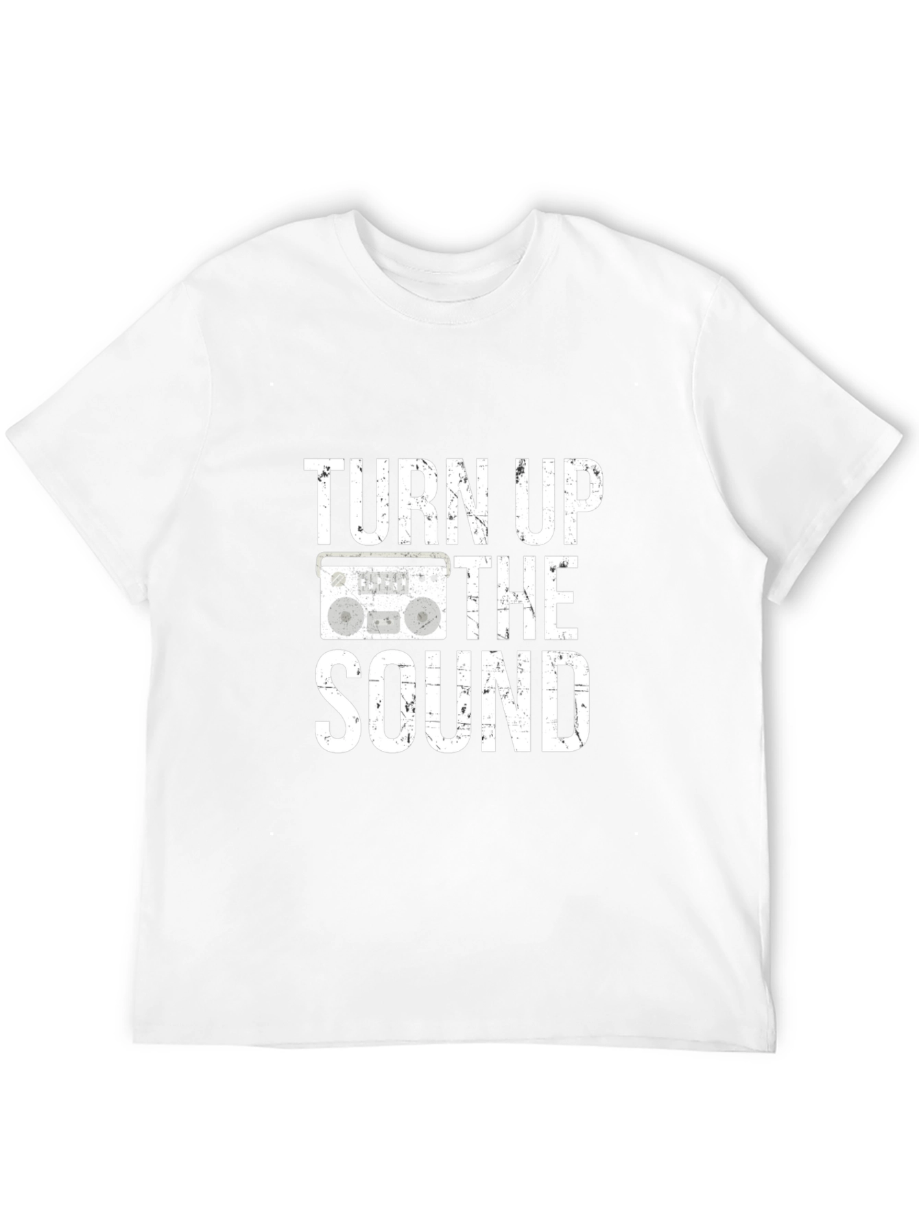 Black Turn Up the Sound Graphic Tee - Classic Boombox Design view 12