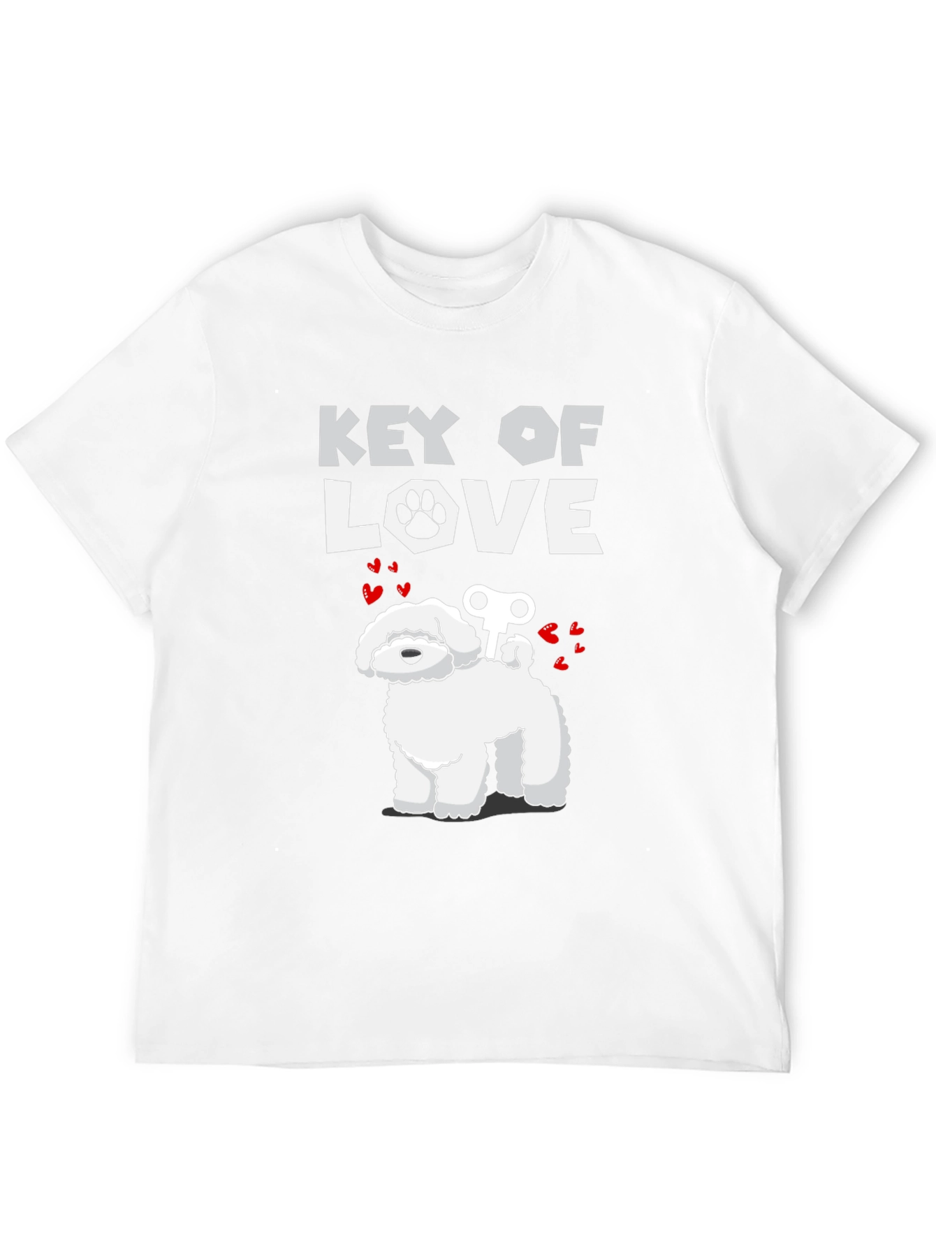 Black Key of Love Dog Graphic Tee - Novelty Dog Lover Shirt view 12
