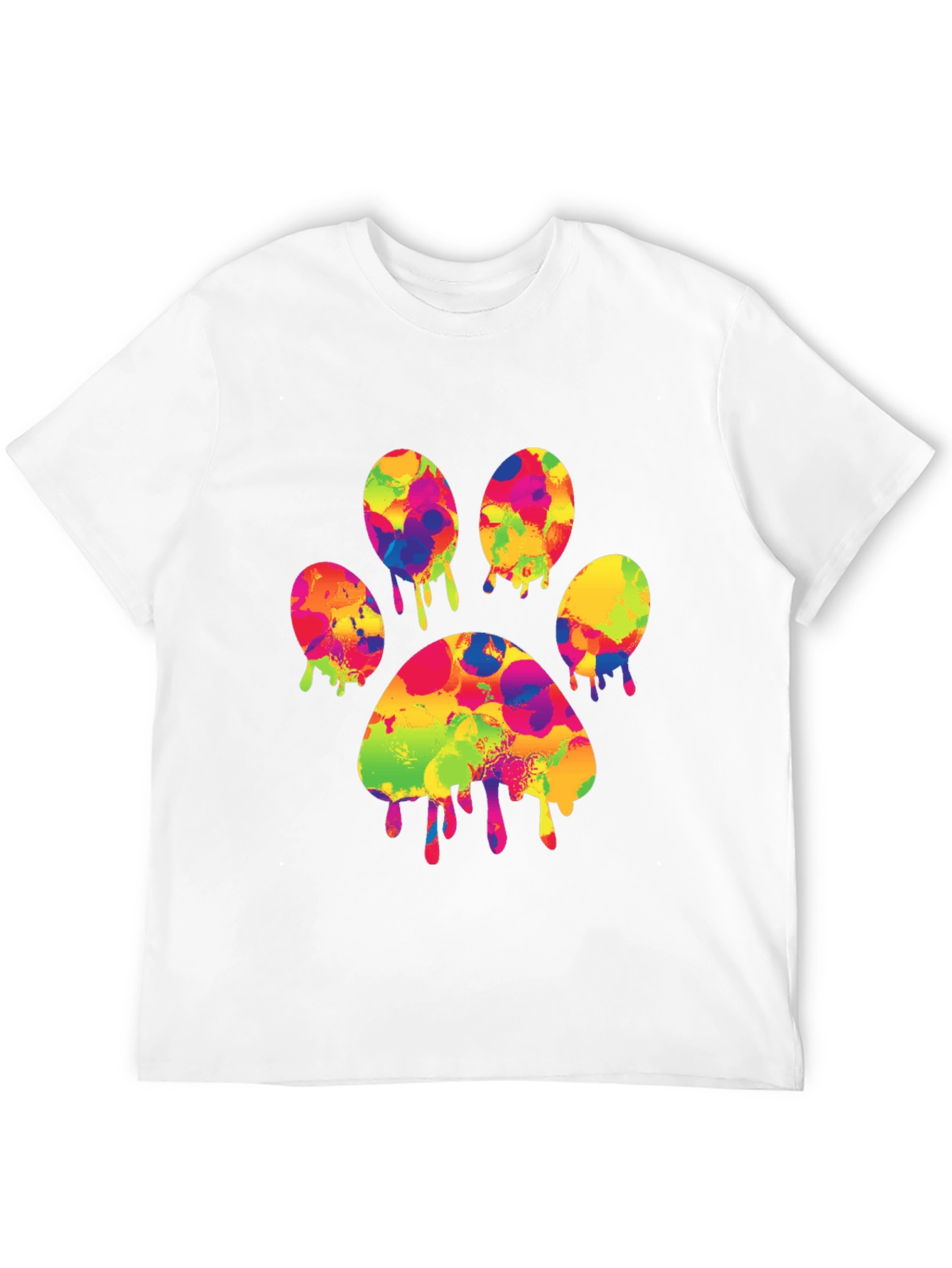 Black Colorful Paw Print T-Shirt - Abstract Dog Lover Tee view 12