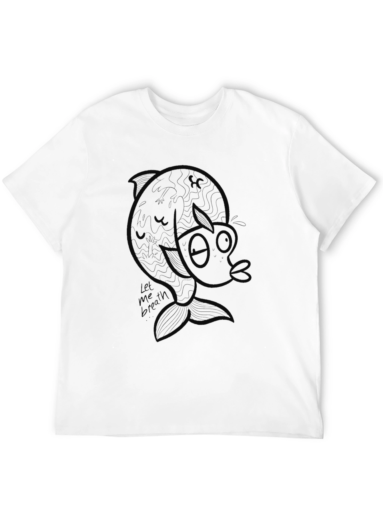 Black Unique Graphic Tee - Let Me Breath Fish Design view 12