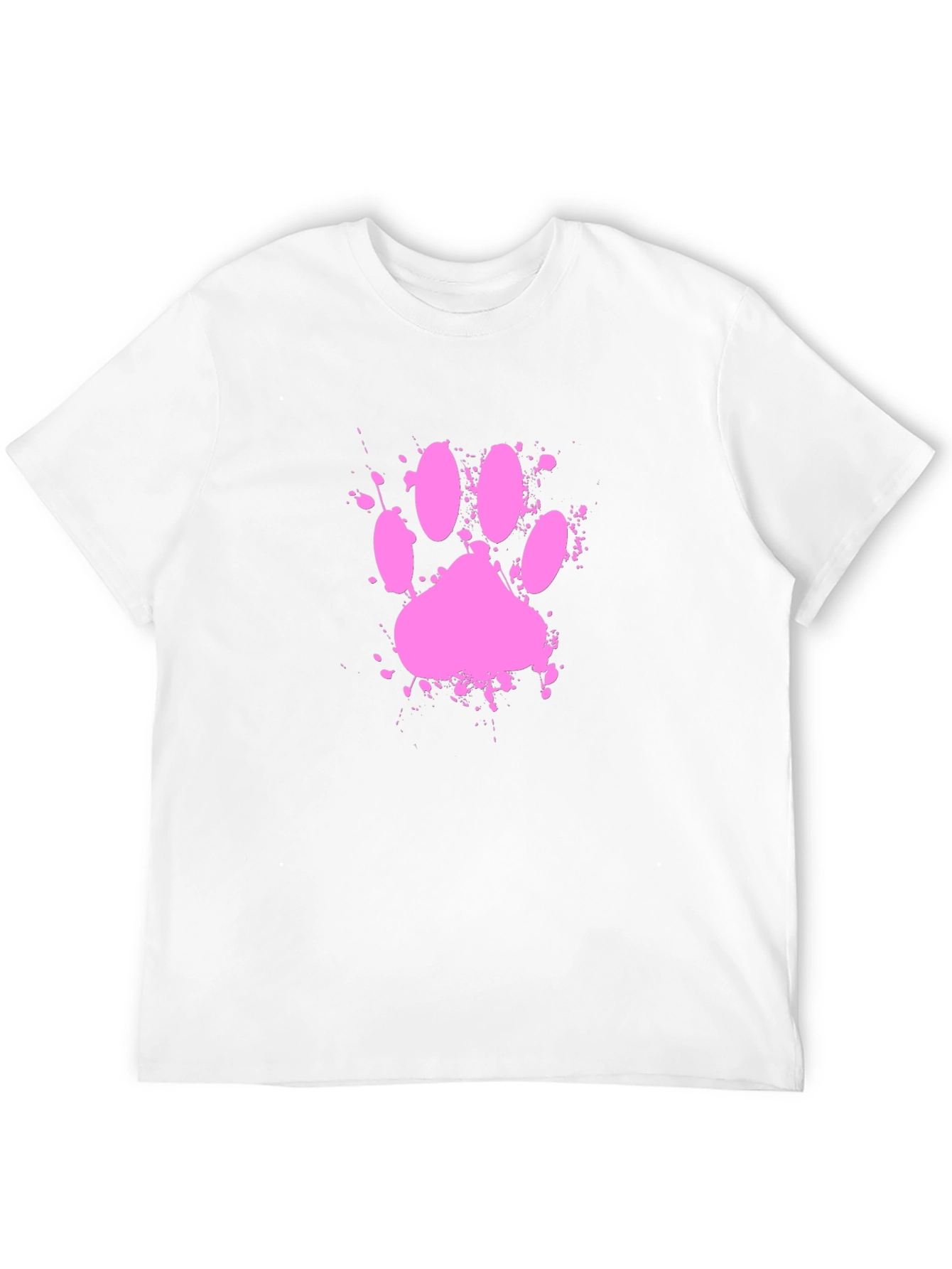 Black Pink Paw Print Splatter T-Shirt view 12