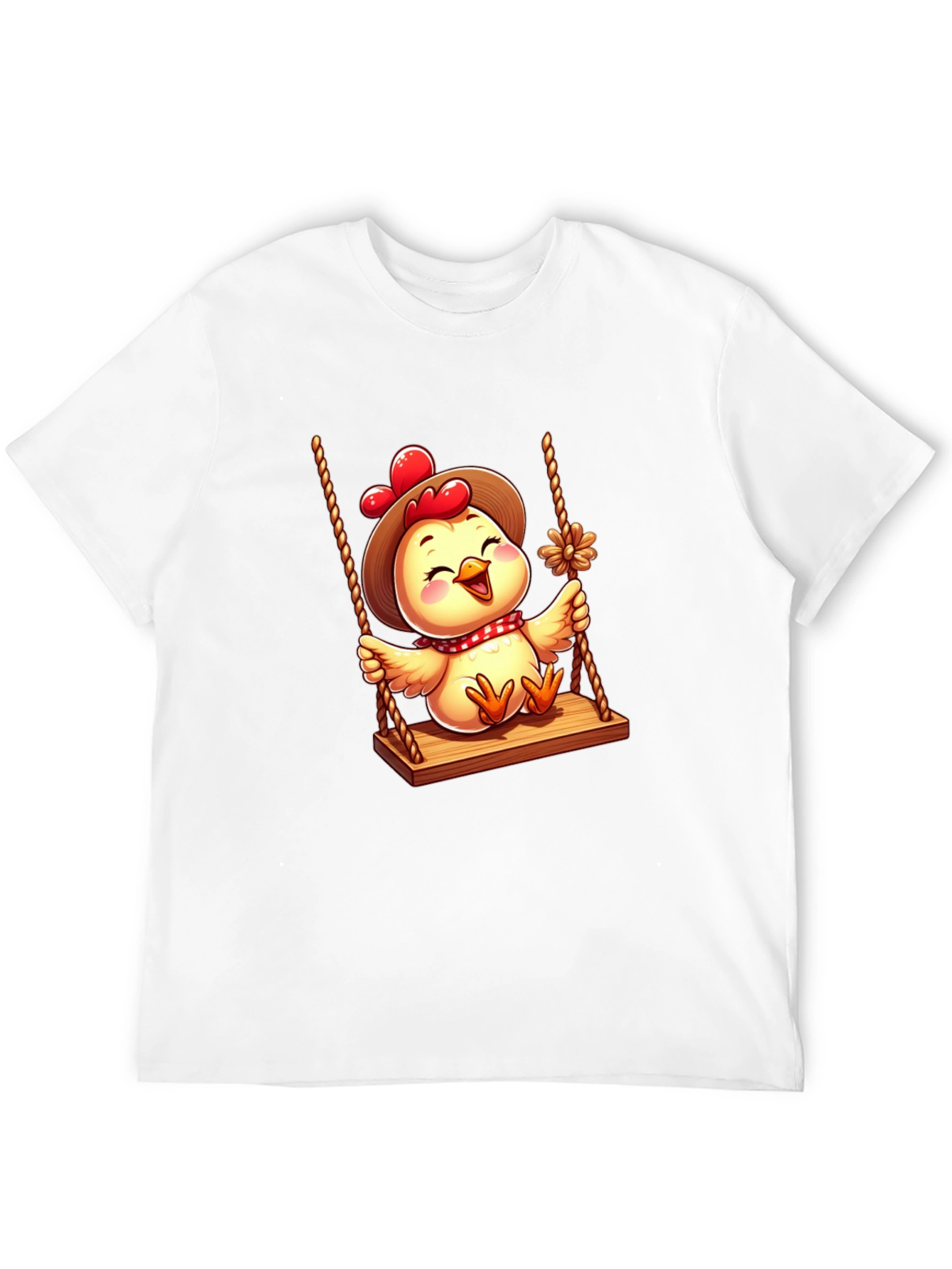 Black Cute Chicken on Swing Graphic Tee view 12