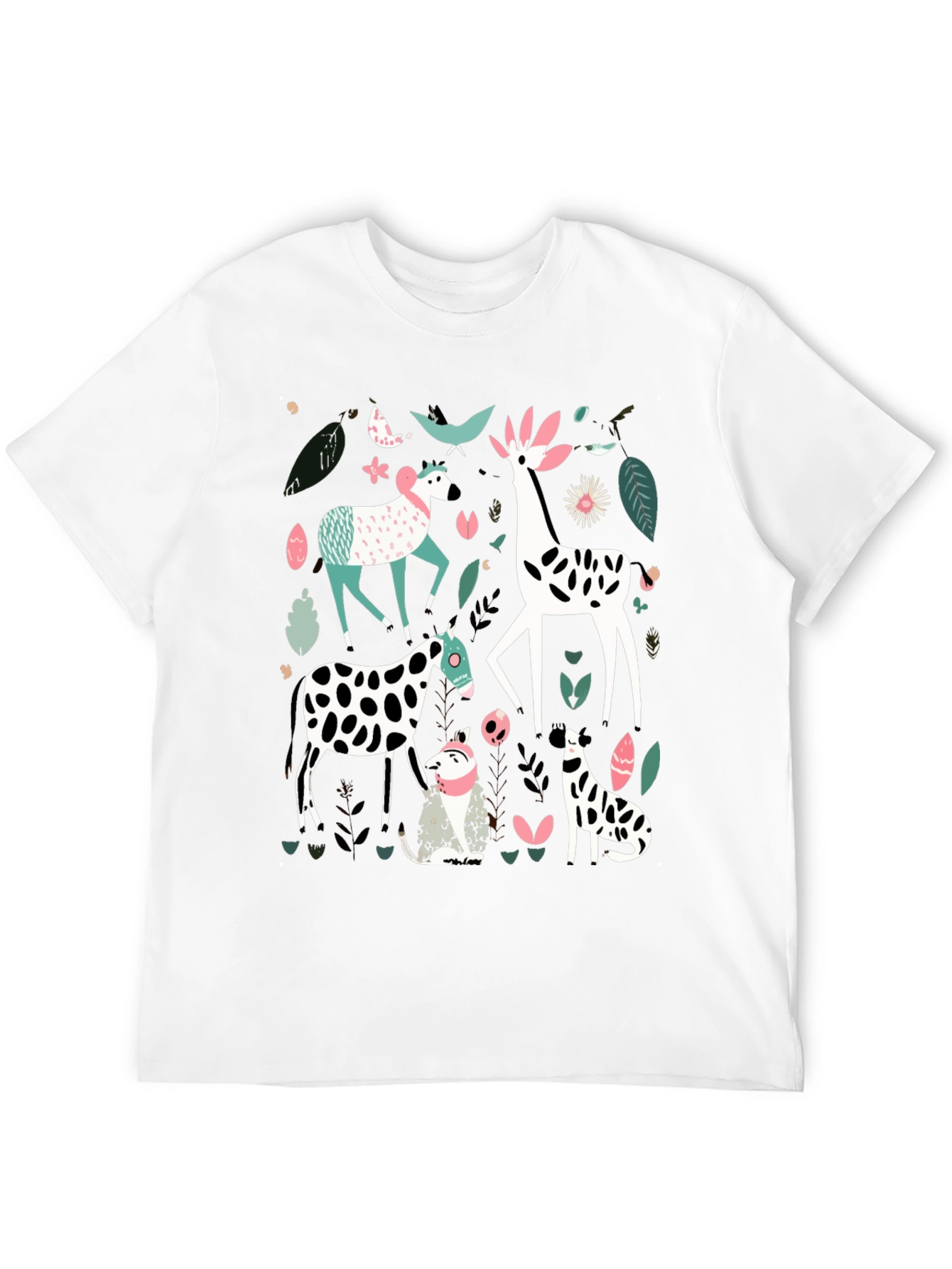 Black Whimsical Animal Print Tee - Unique Graphic Design view 12