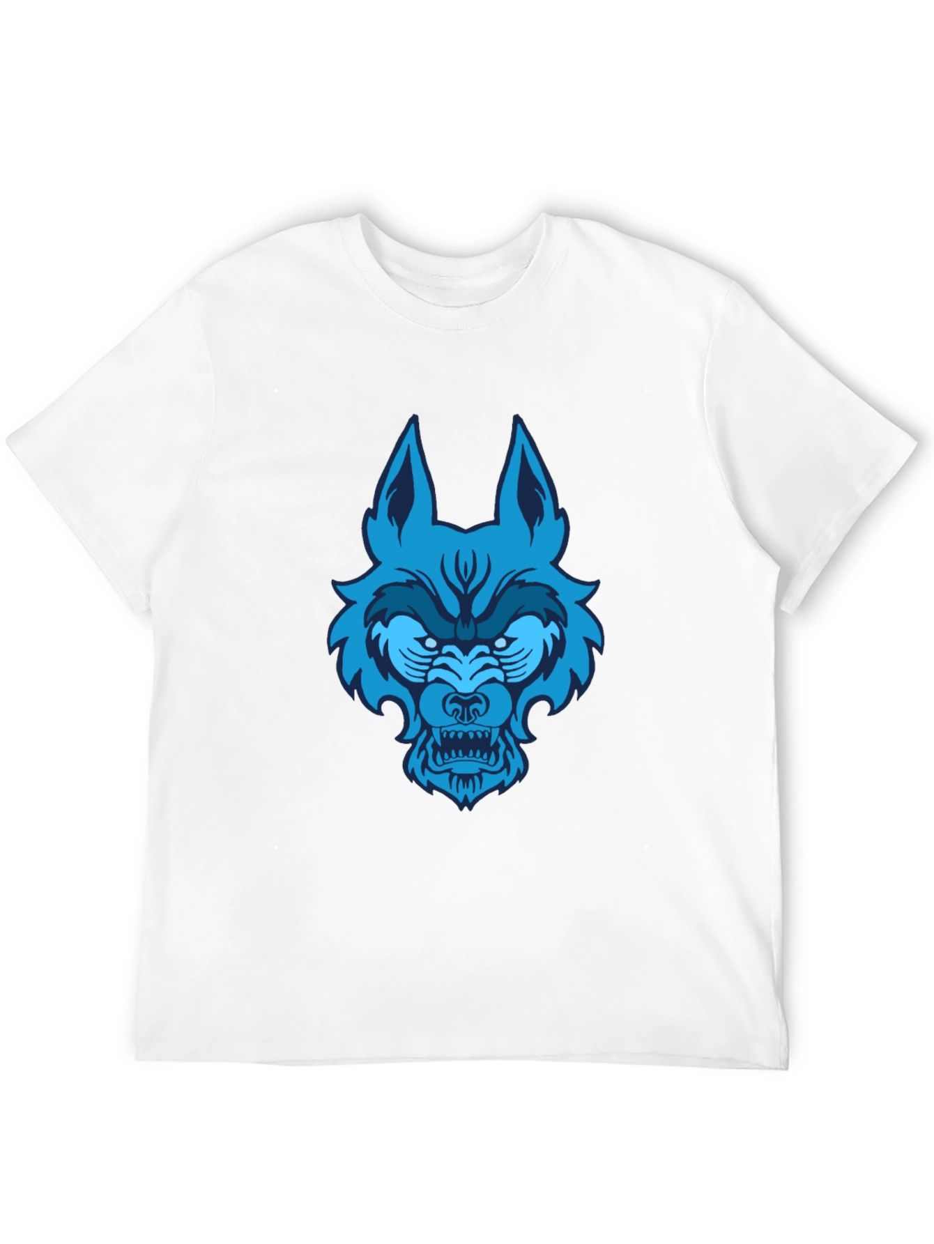 Black Blue Wolf Graphic Tee - Black Cotton T-Shirt view 12