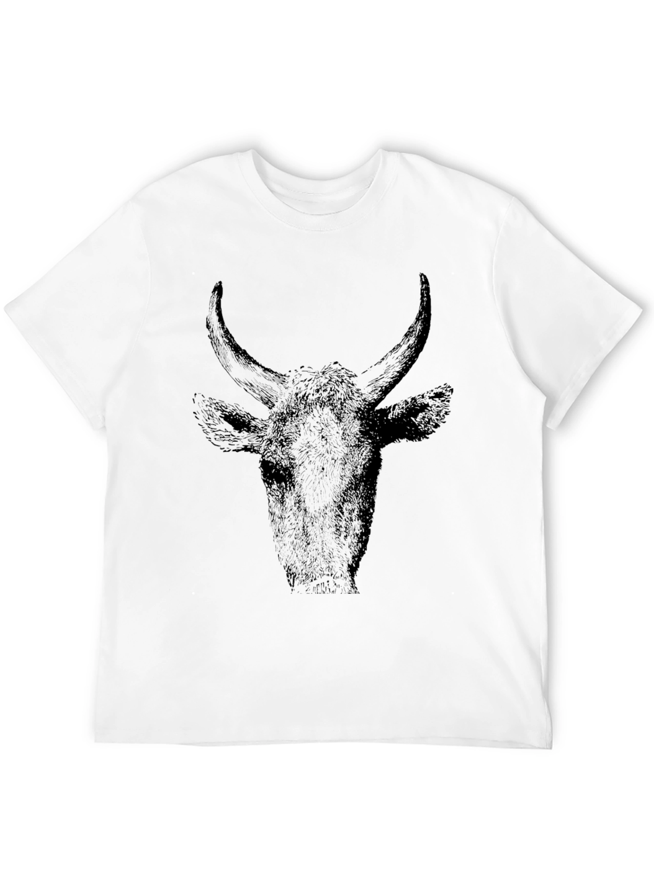 Black Bull Head Graphic Tee - Black Cotton T-Shirt view 12