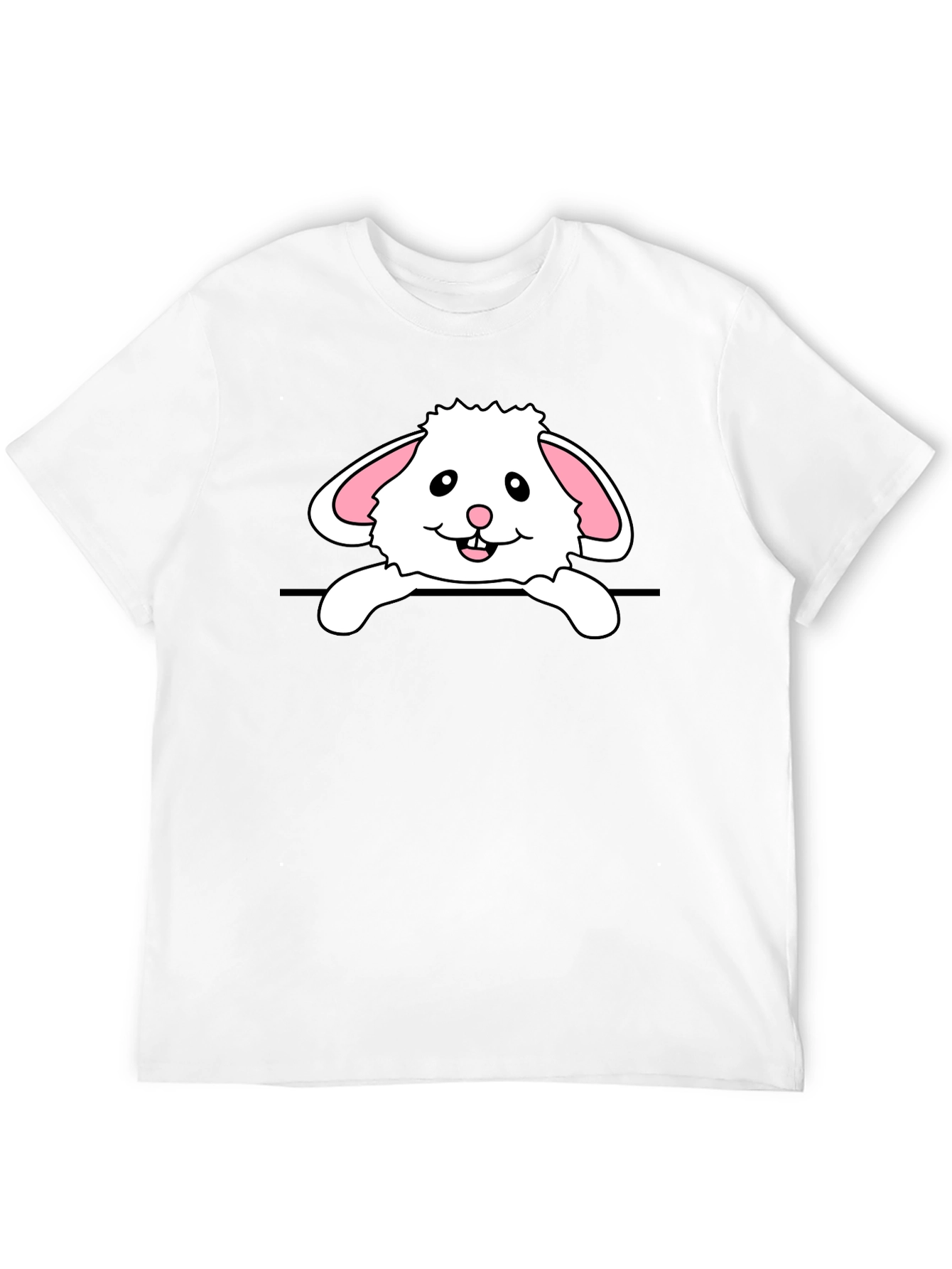Black Cute Bunny Rabbit Graphic Black T-Shirt view 12