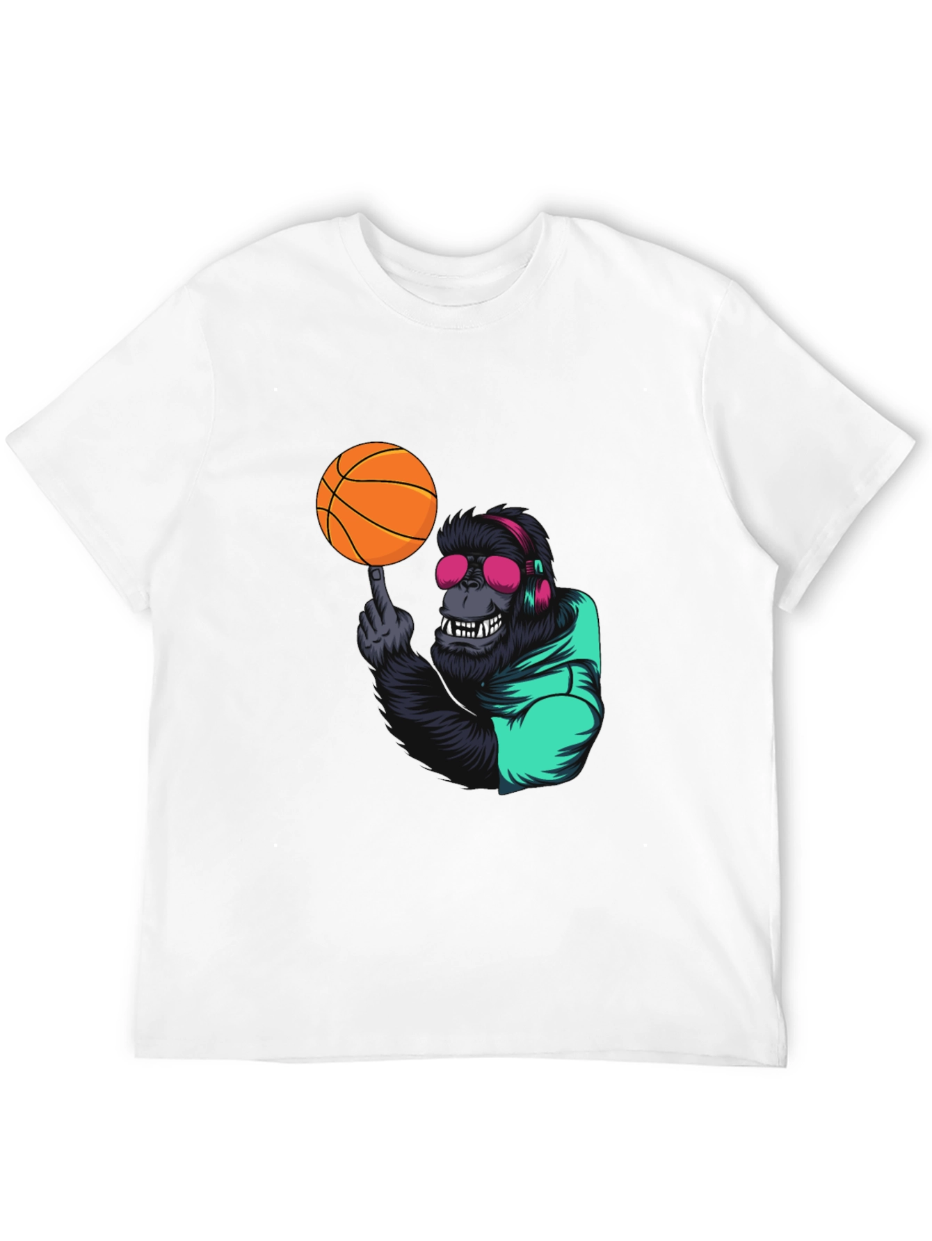 Black Cool Gorilla Basketball Graphic Tee view 12