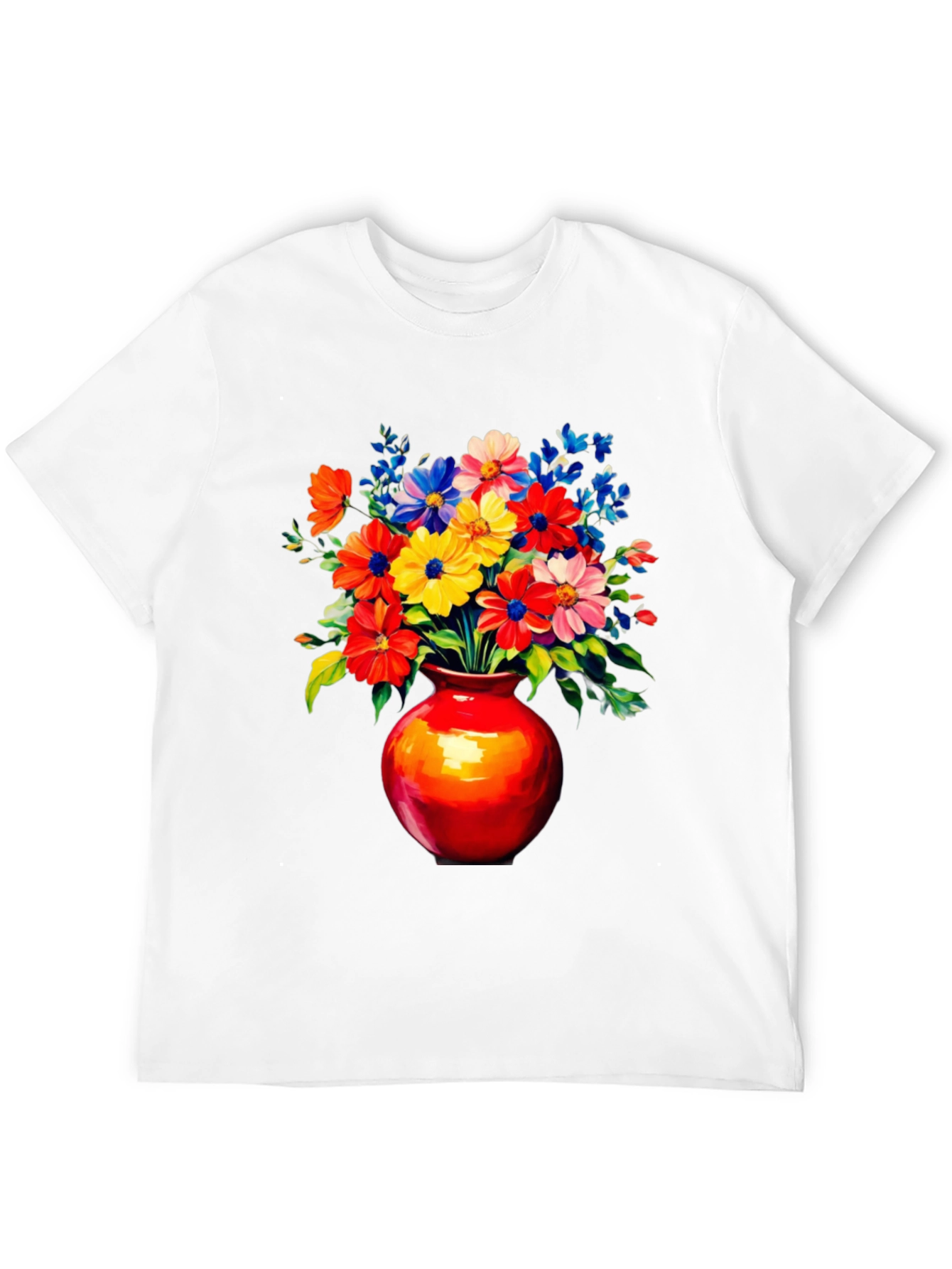 Black Floral Vase Graphic Tee - Vivid Black T-Shirt view 12