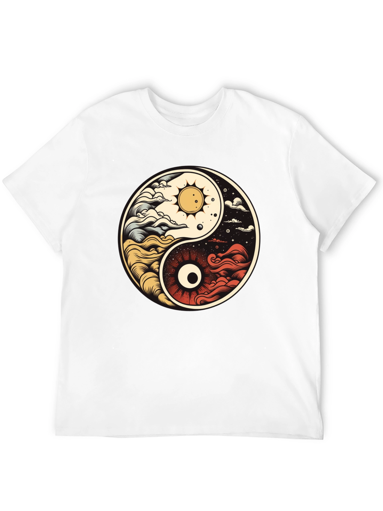 Black Yin Yang Celestial Balance T-Shirt view 12