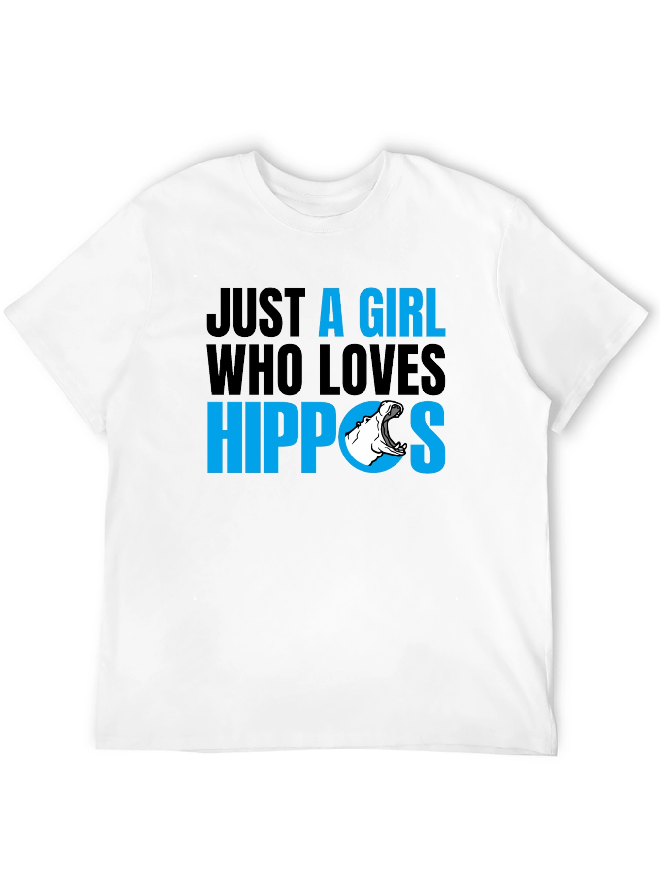 Black Just a Girl Who Loves Hippos T-Shirt - Black view 12