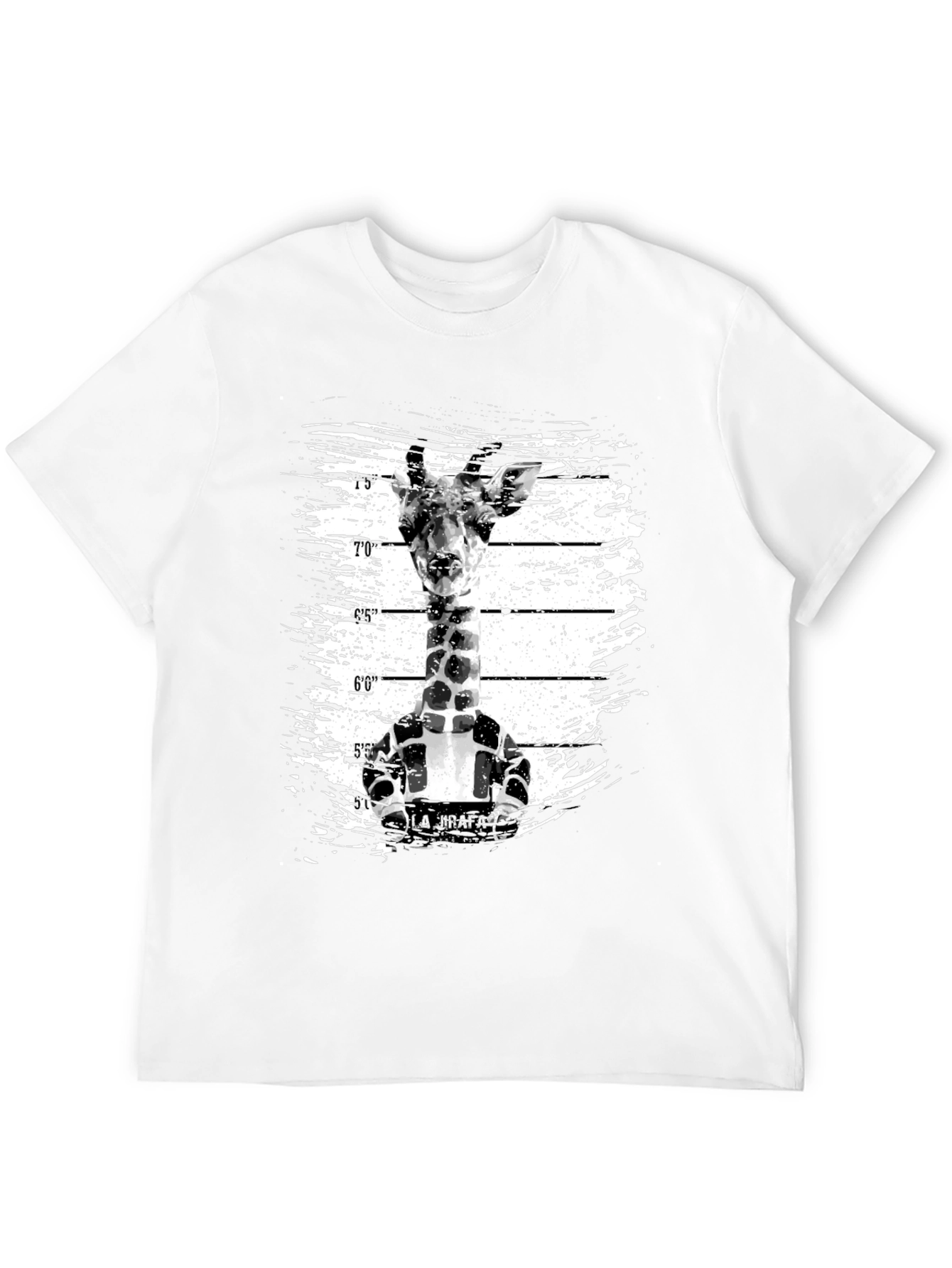 Black Funny Giraffe Mugshot Graphic Tee - Black view 12