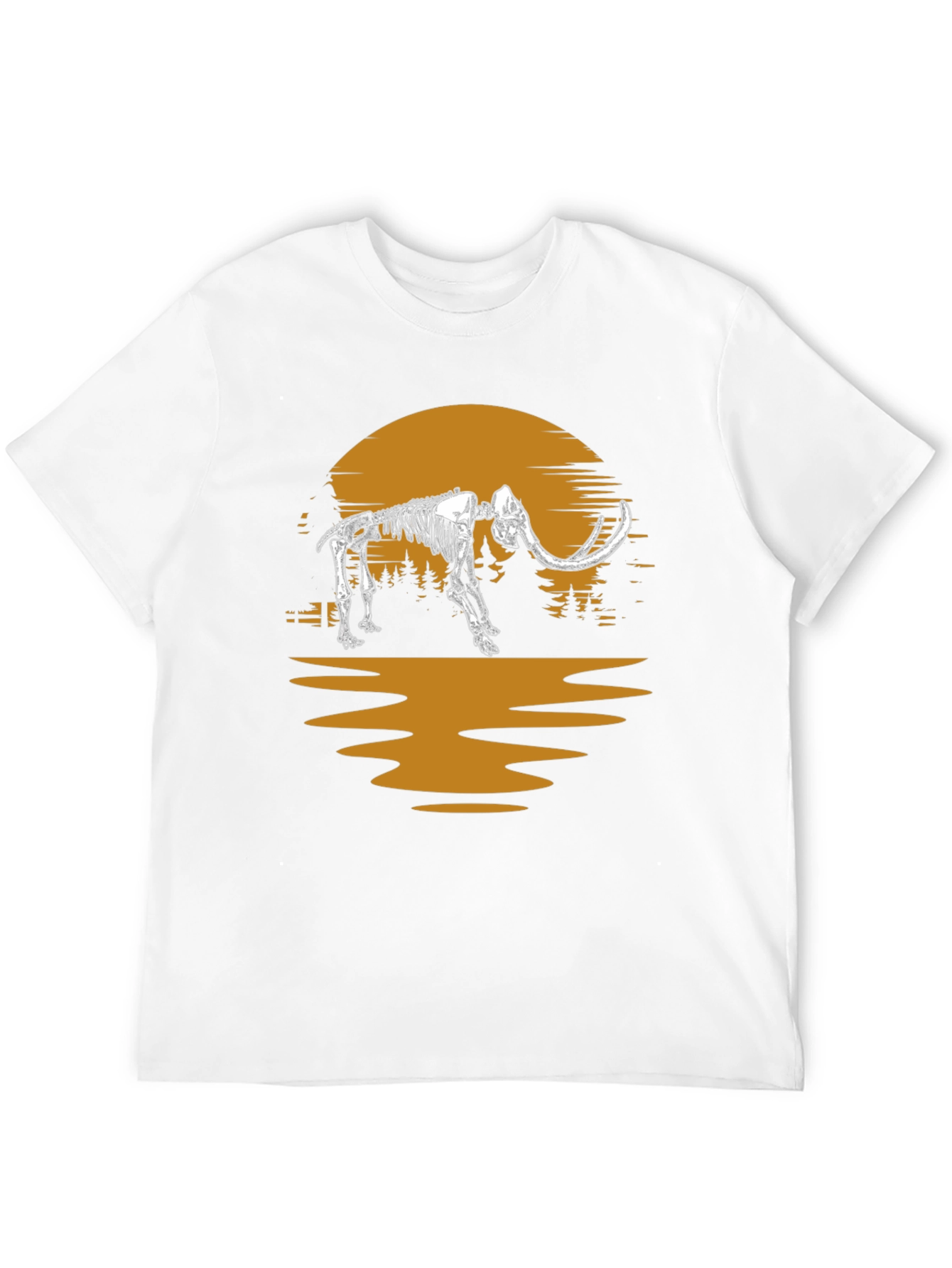 Black Mammoth Skeleton Sunset Graphic Tee - Unique Print view 12