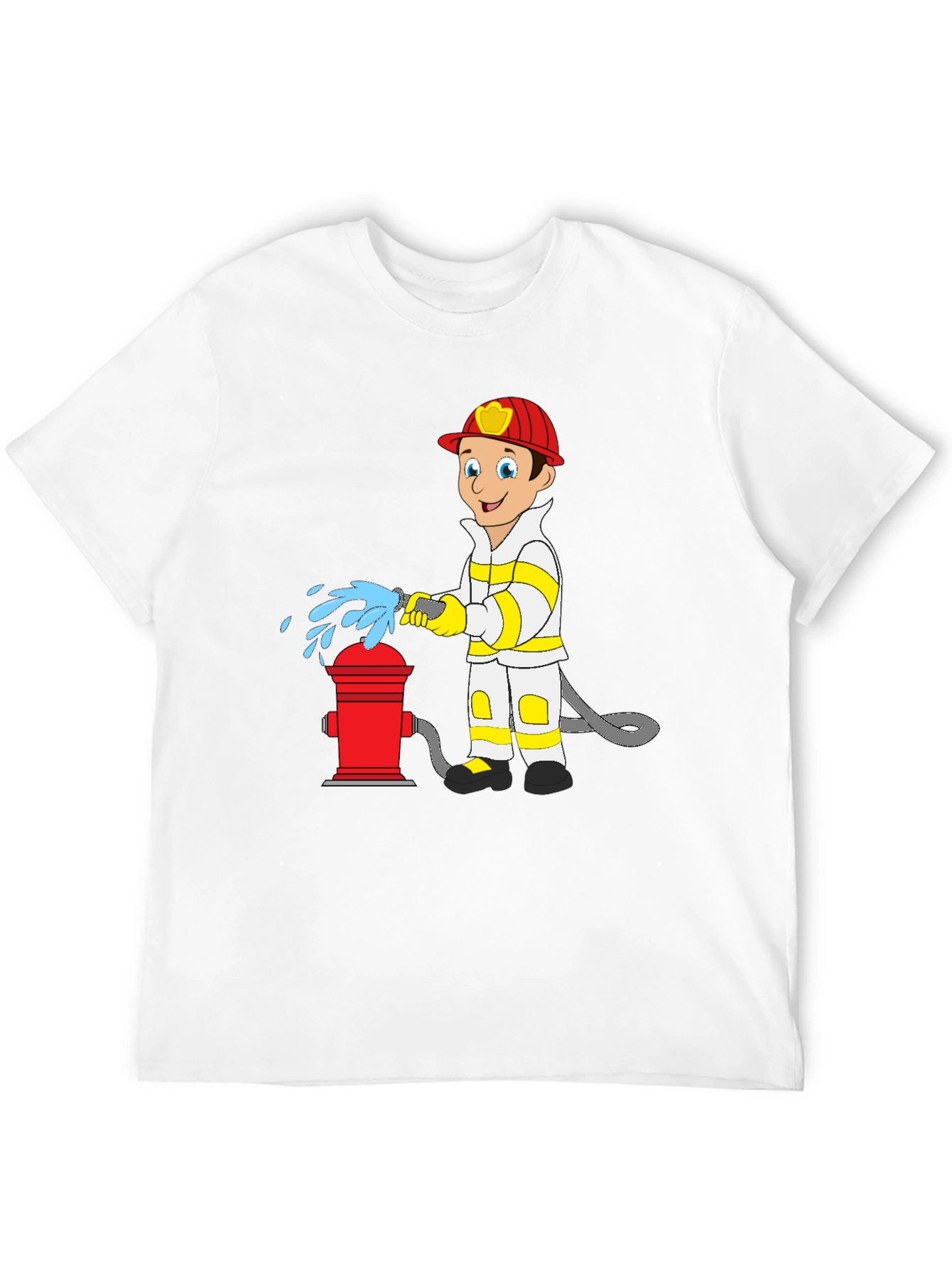 Black Cartoon Fireman T-Shirt - Fire Hydrant Fun! view 12