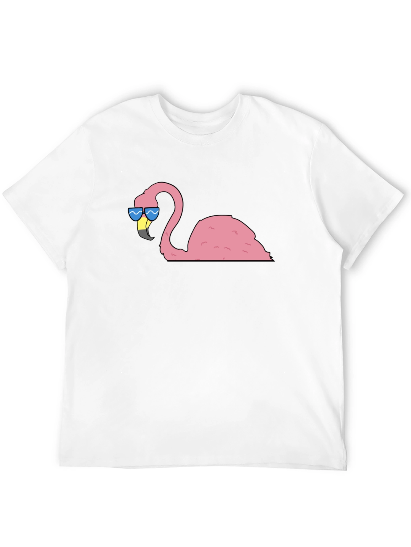 Black Cool Flamingo Graphic Tee - Black Cotton T-Shirt view 12