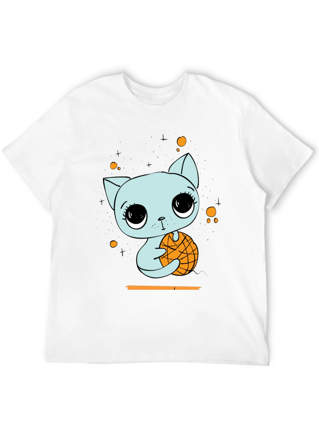 Black Cute Cat with Basketball Graphic T-Shirt view 12
