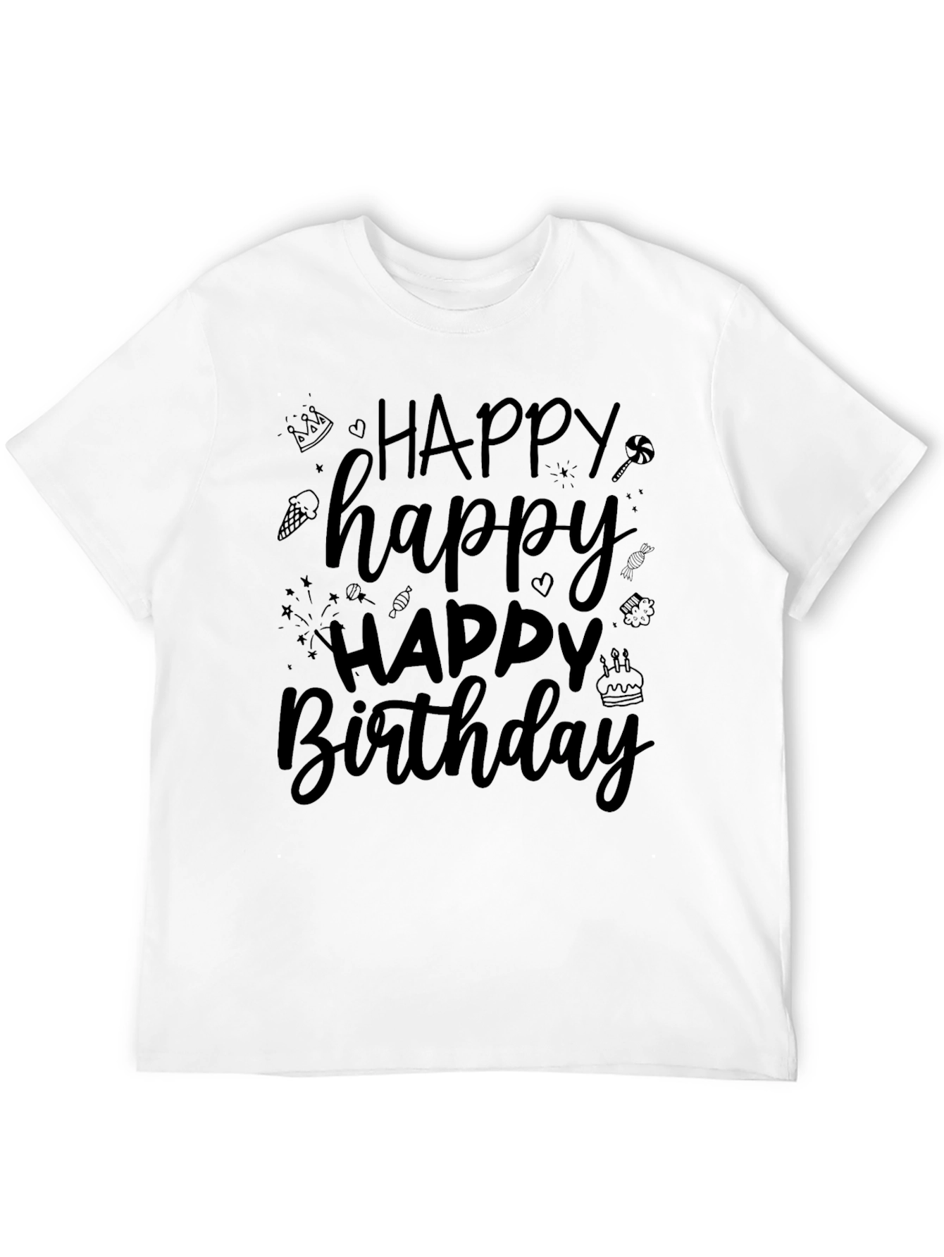 Happy Birthday T-Shirt - Black Crew Neck - 12