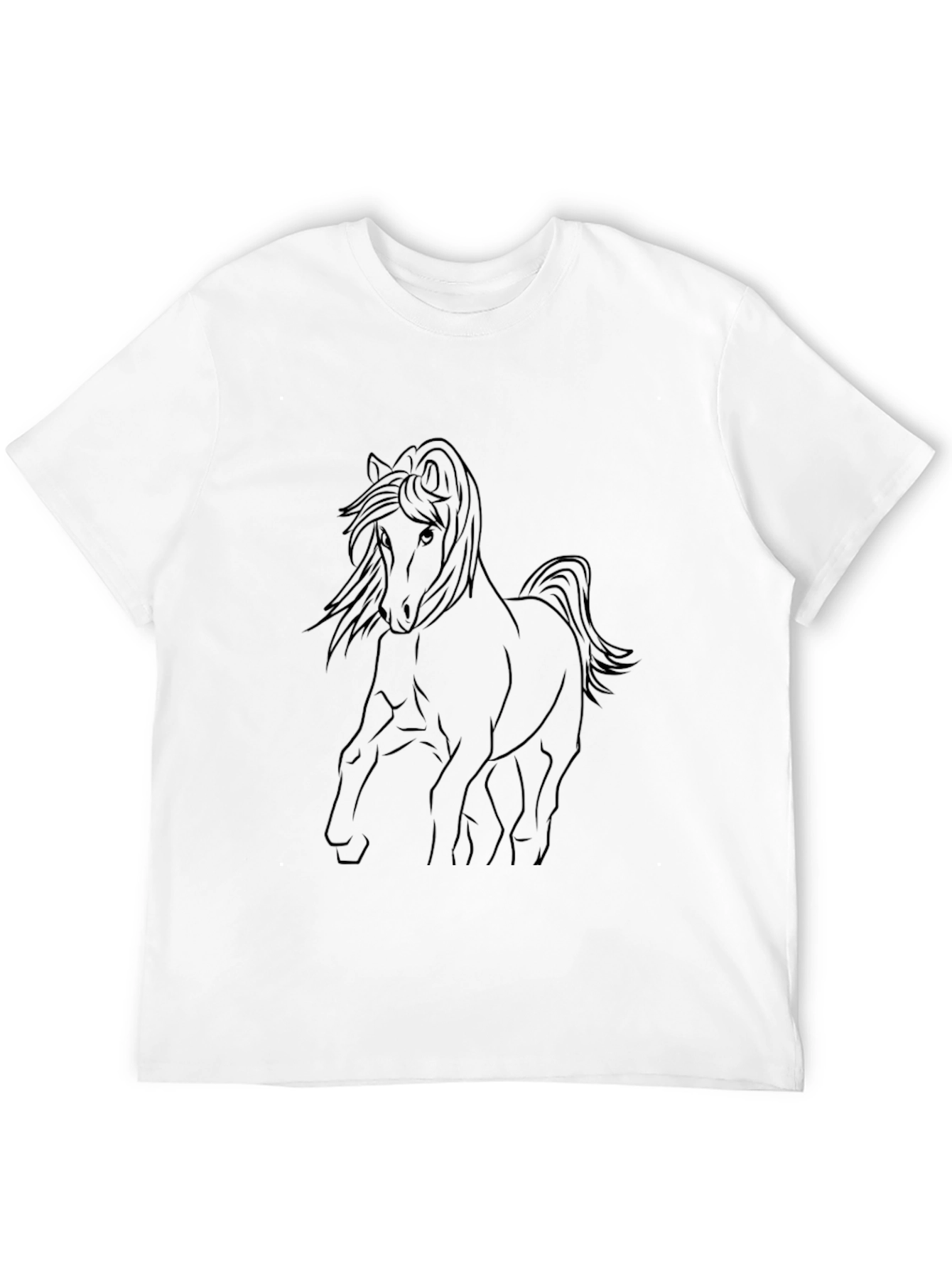 Black Black Horse Line Art T-Shirt view 12