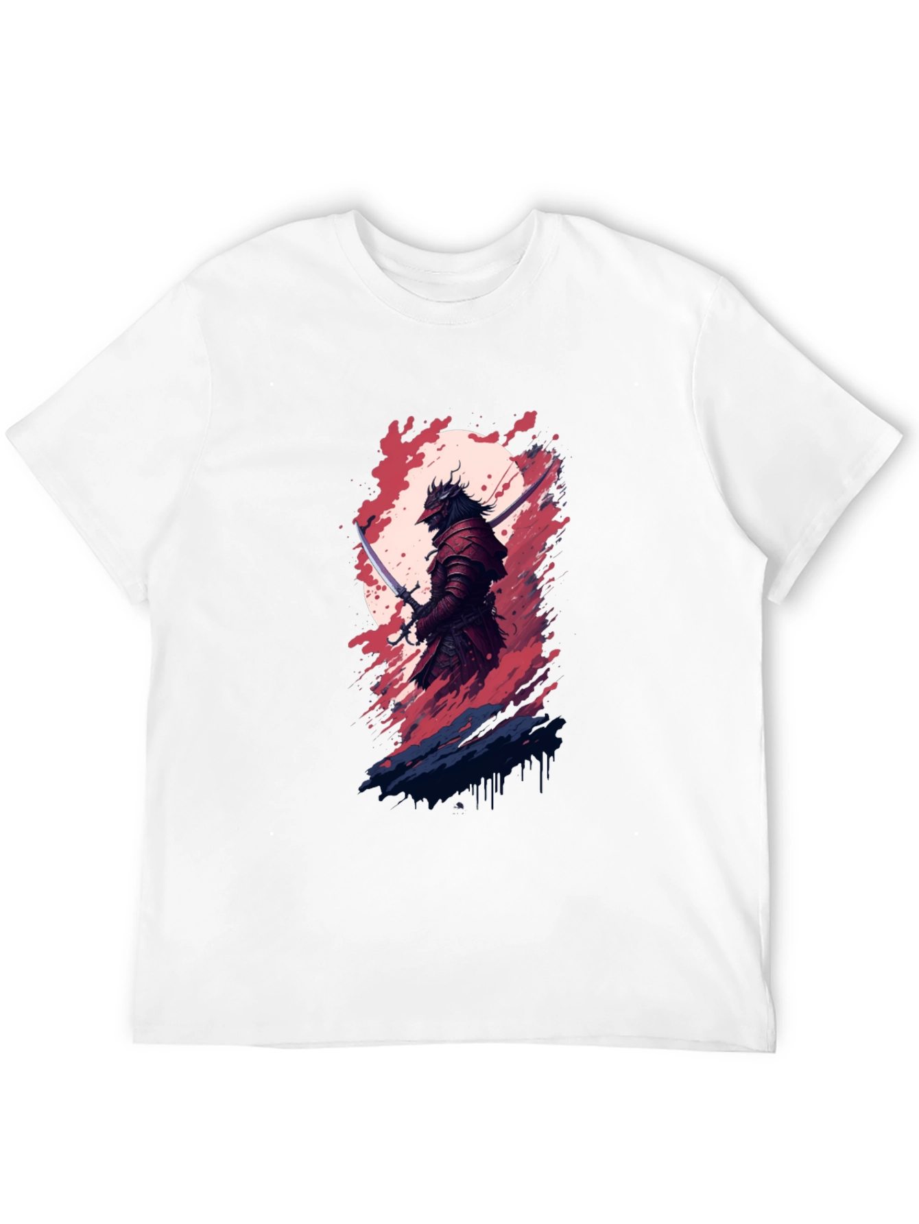 Black Samurai Warrior Graphic Tee - Black Cotton Blend Shirt view 12