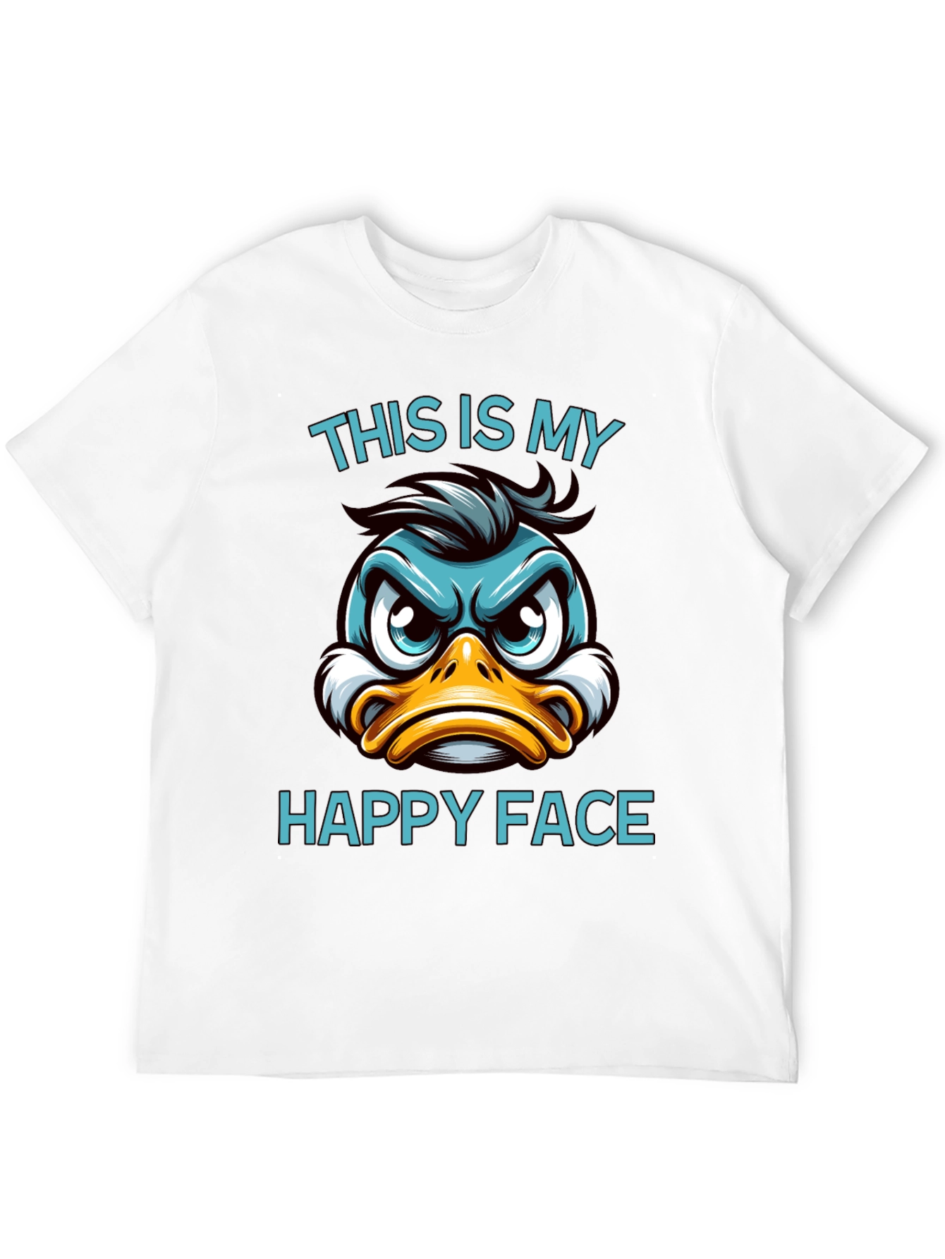 Black Funny Duck Happy Face Graphic T-Shirt view 12