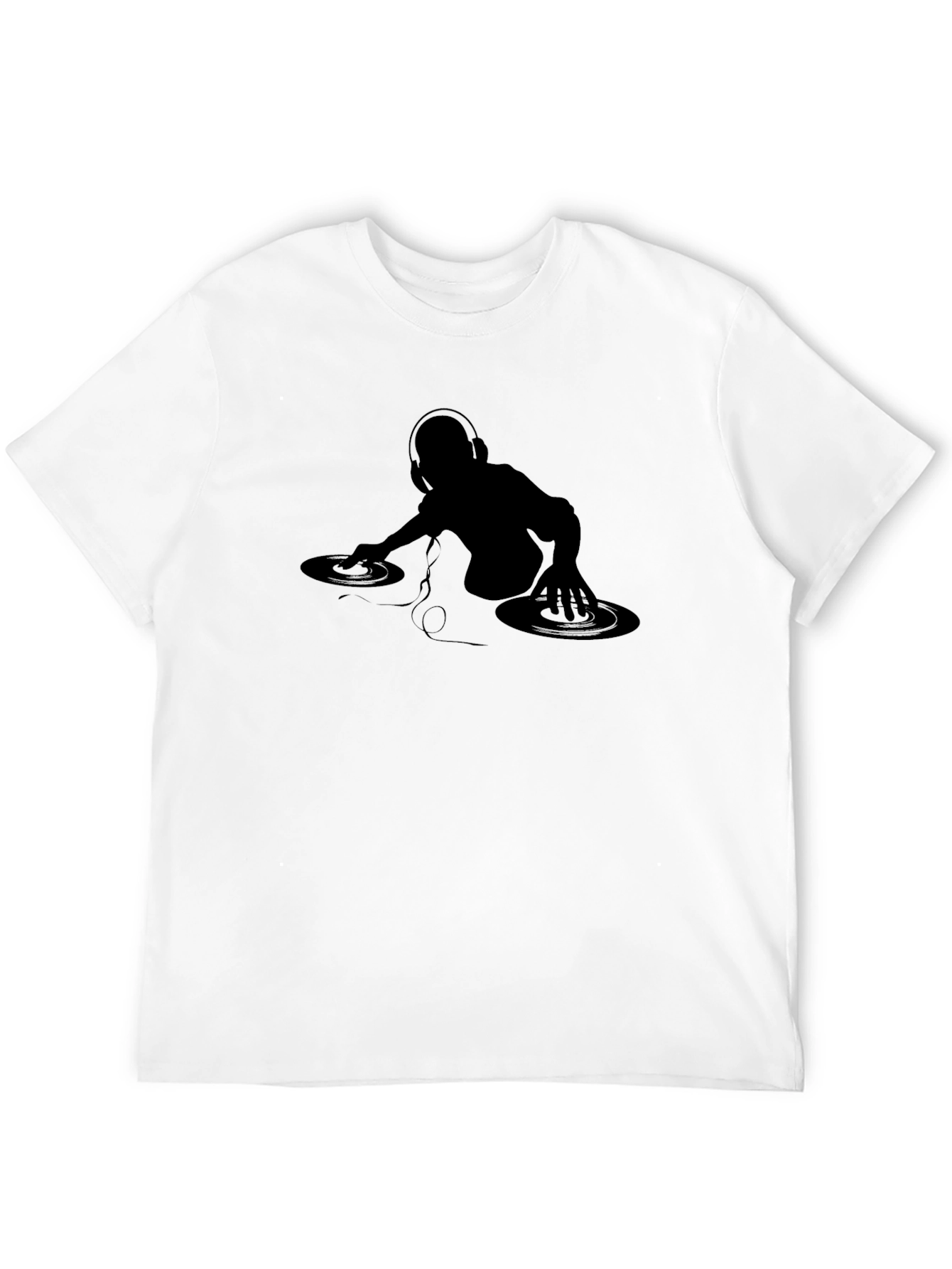 Black DJ Silhouette Graphic Tee - Black Cotton T-Shirt view 12