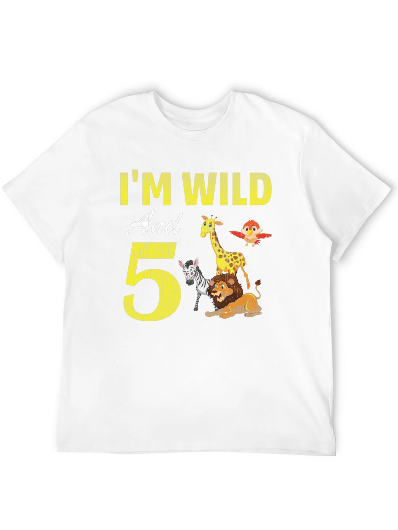 Black I'm Wild And 5! Birthday Animals Kids T-Shirt view 12