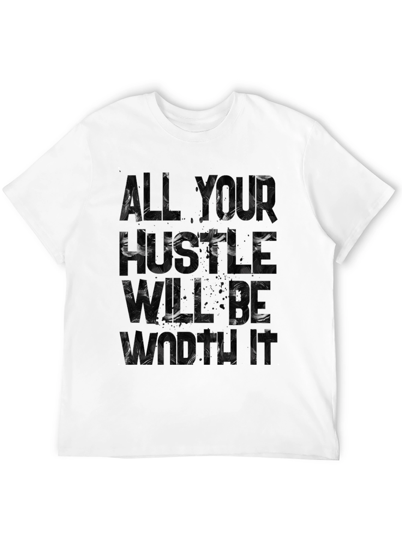 Black Abstract Word Art Graphic Tee - Black Cotton T-Shirt view 12