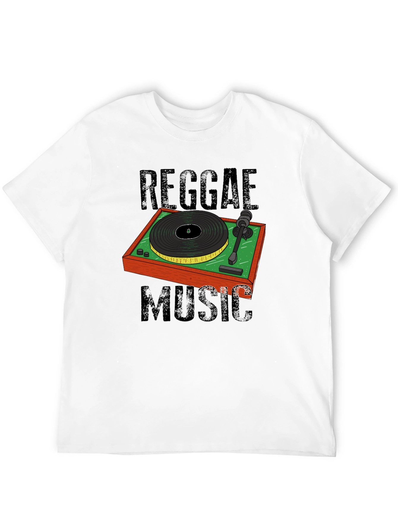 Black Reggae Music Turntable Graphic T-Shirt view 12