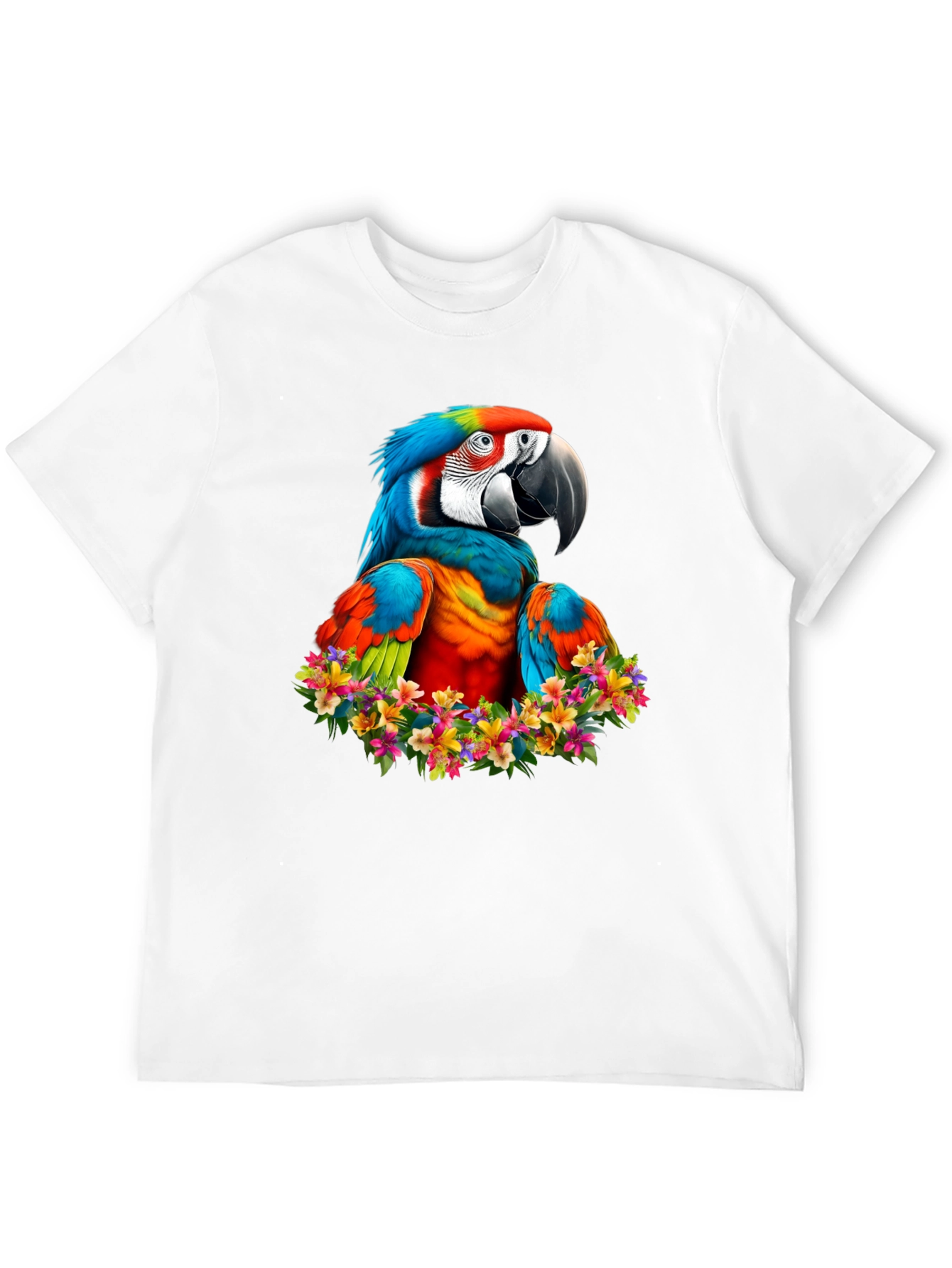 Black Macaw Parrot Floral Wreath Graphic T-Shirt view 12