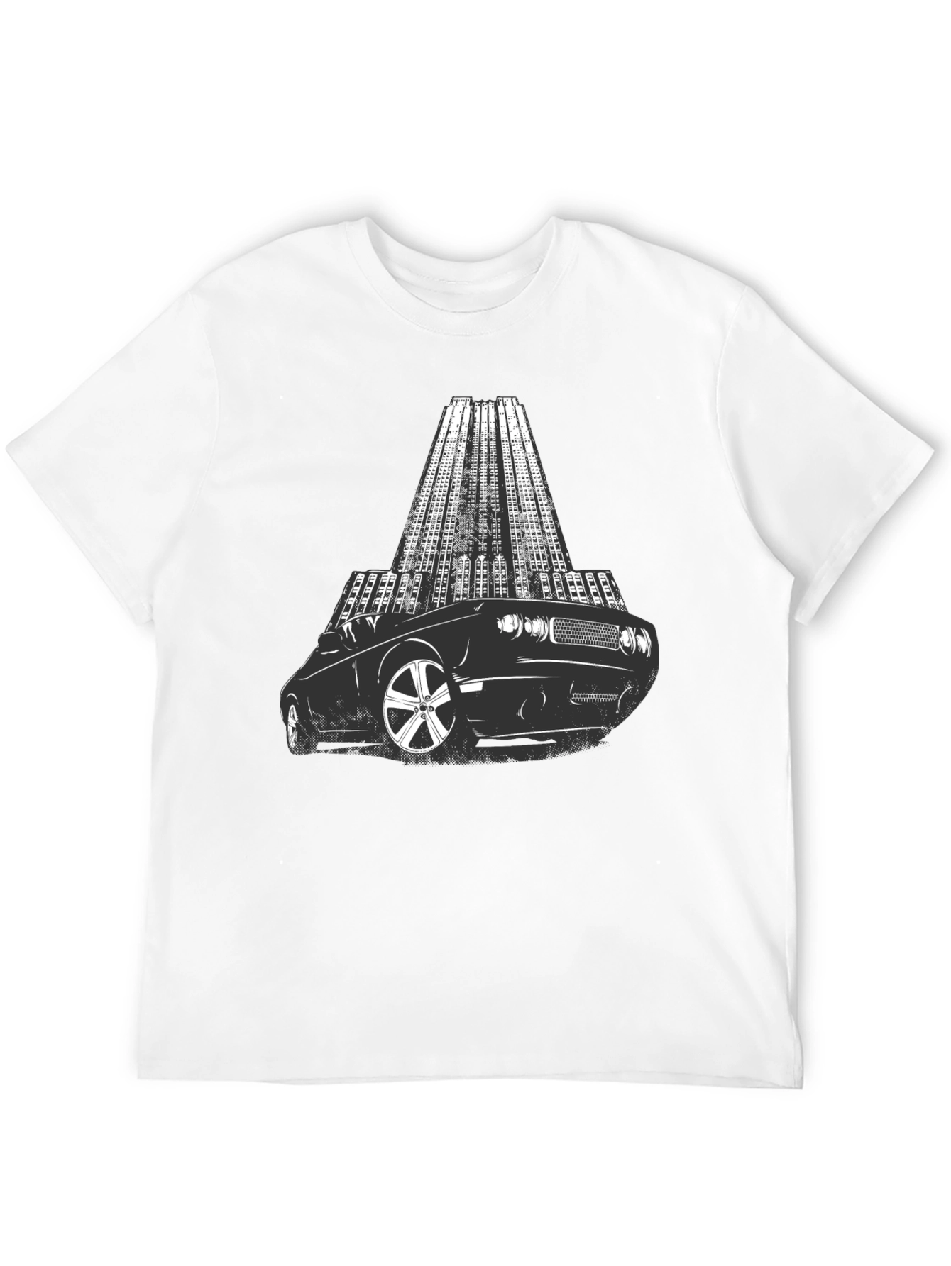 Black Retro Car & Cityscape Graphic Tee - Cool Black T-Shirt view 12