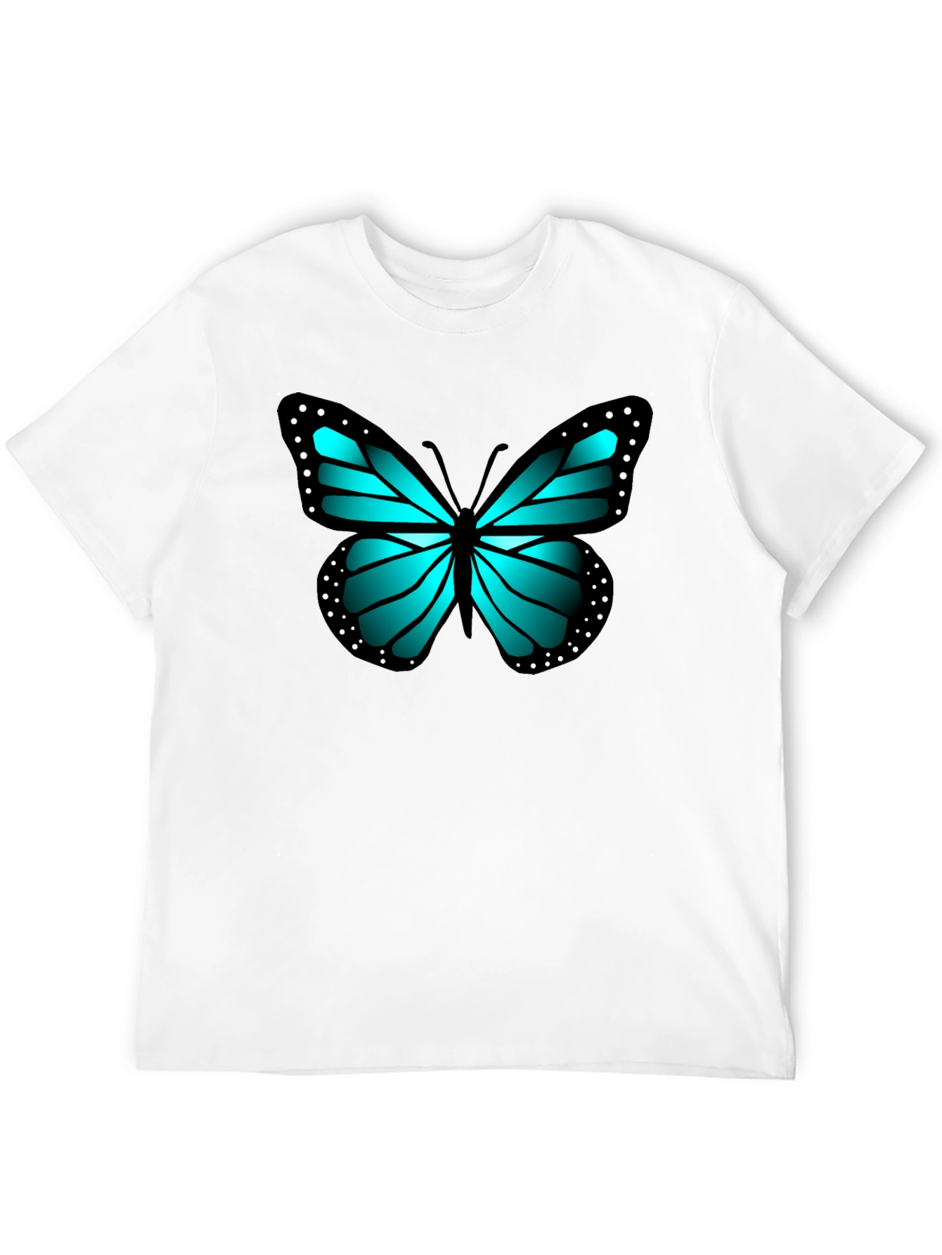 Black Blue Butterfly Graphic Black Tee view 12