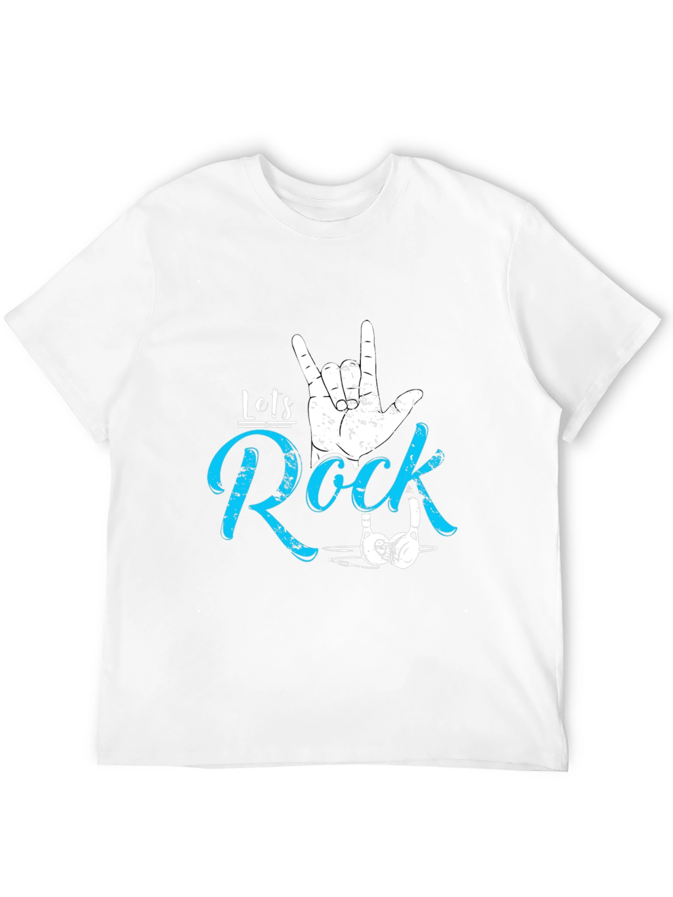 Black Let's Rock Graphic Tee - Cool Music Fan T-Shirt view 12