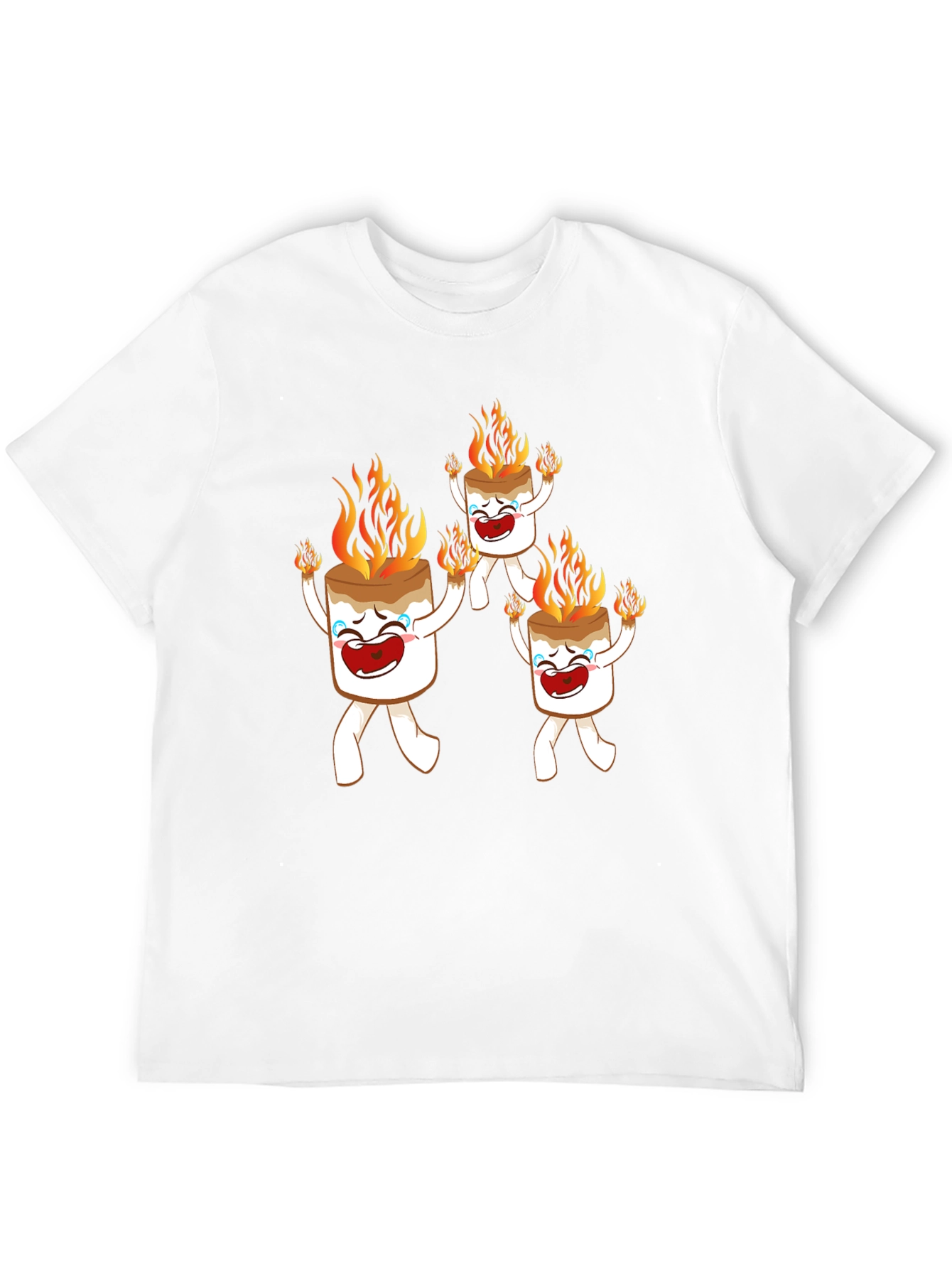 Black Funny Marshmallow On Fire Graphic Tee view 12