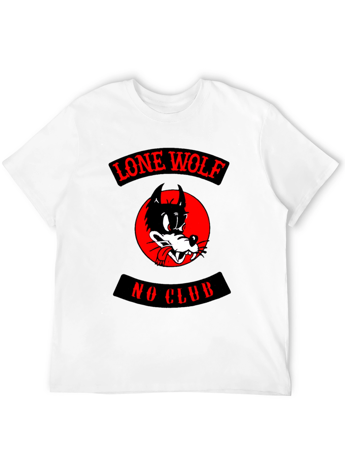 Black Lone Wolf No Club T-Shirt - Black Cotton Tee view 12
