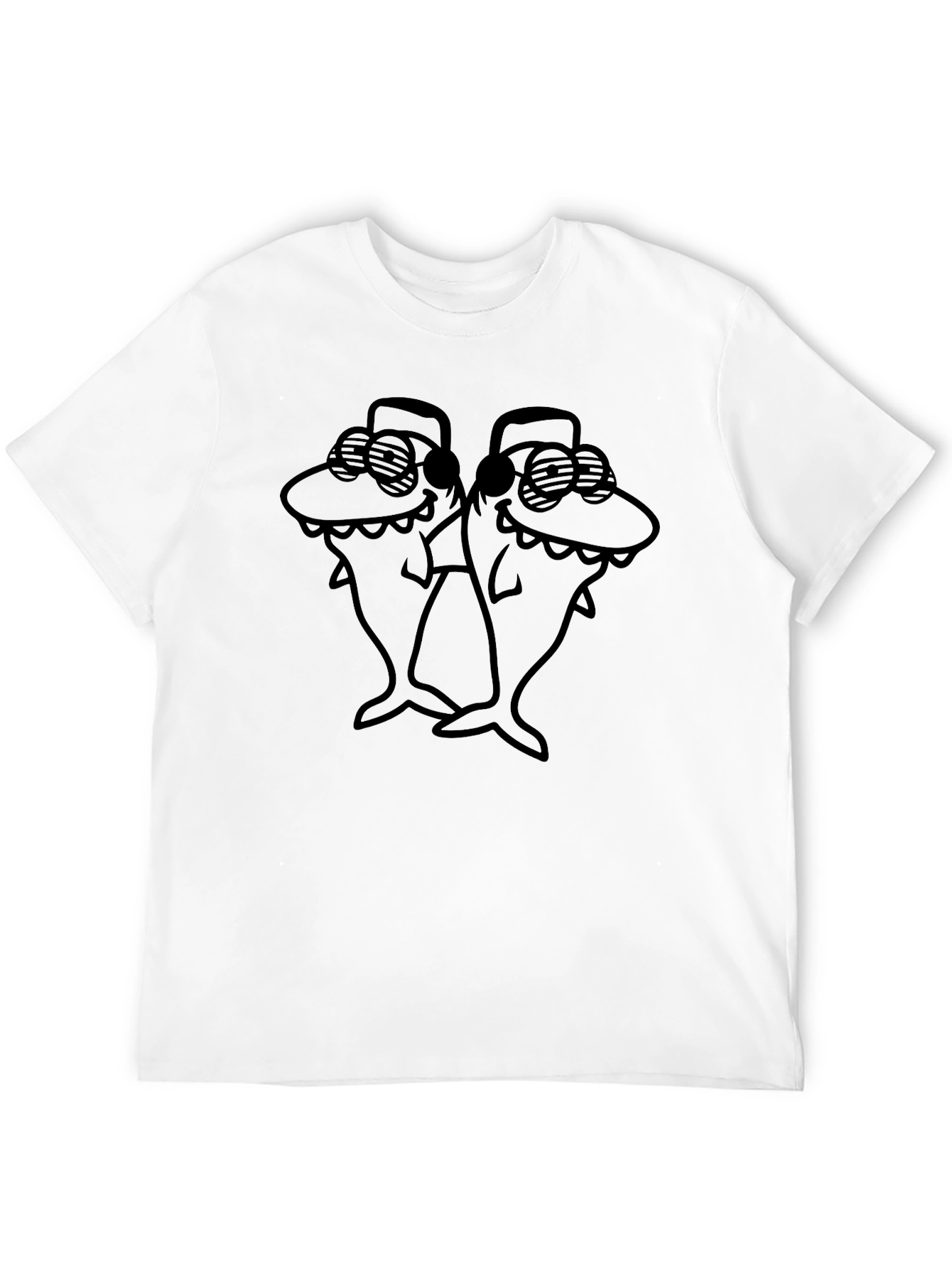 Black Cool Shark Duo Black T-Shirt view 12