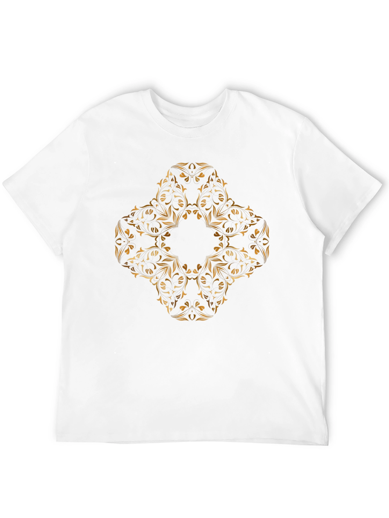 Black Stylish Black Tee with Golden Ornamental Cross Design view 12