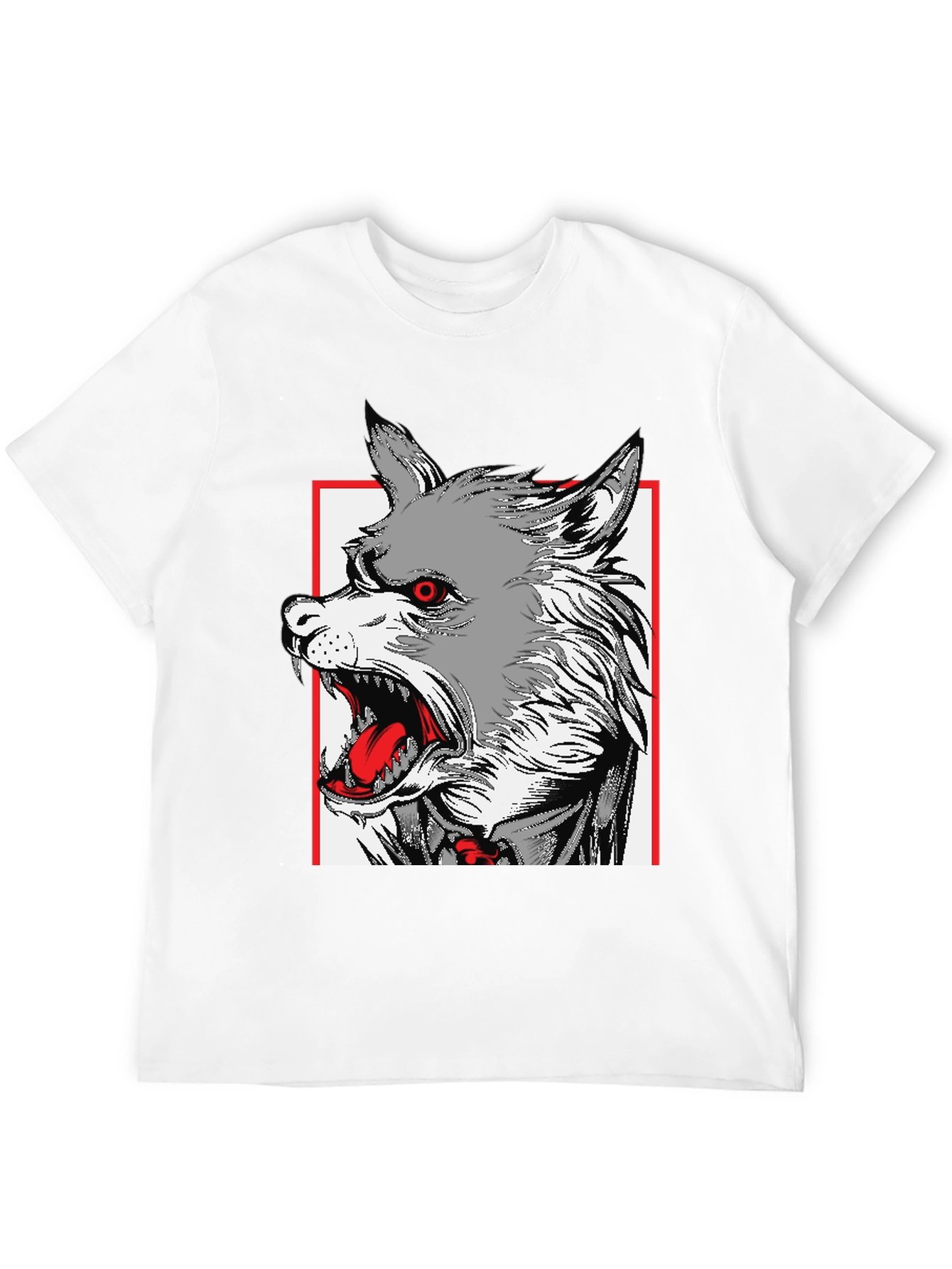 Black Wolf Graphic Print Black T-Shirt view 12