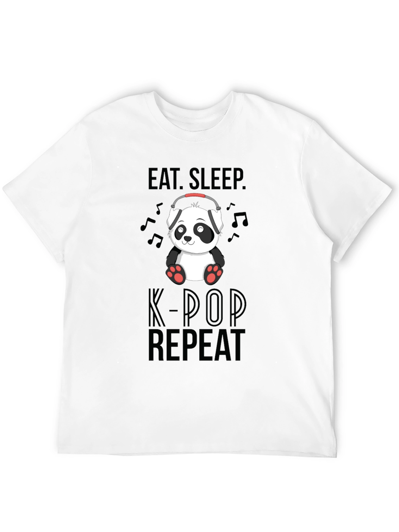 Black Eat, Sleep, K-Pop Repeat Panda Graphic Tee view 12