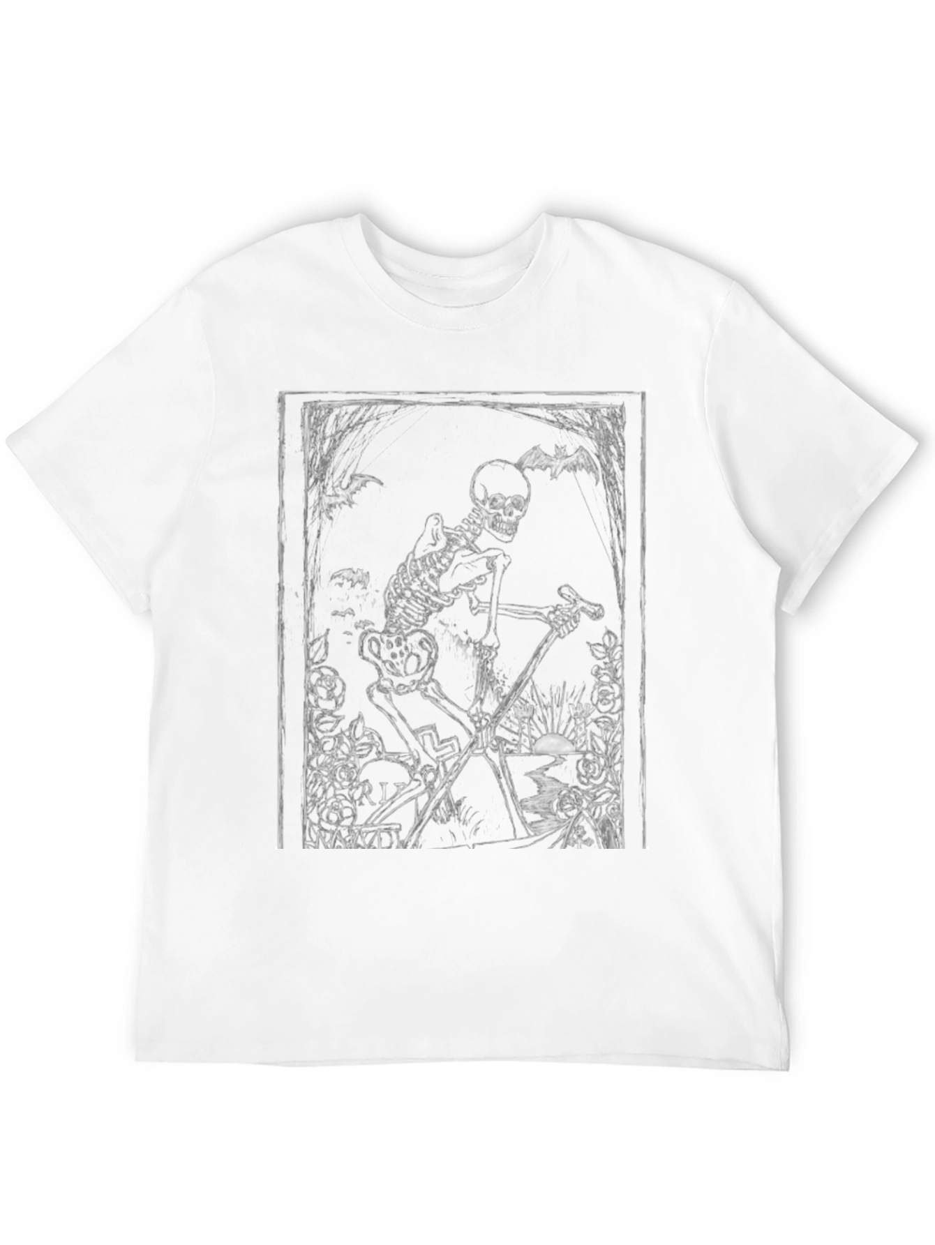 Black Gothic Skeleton Grim Reaper Black T-Shirt view 12