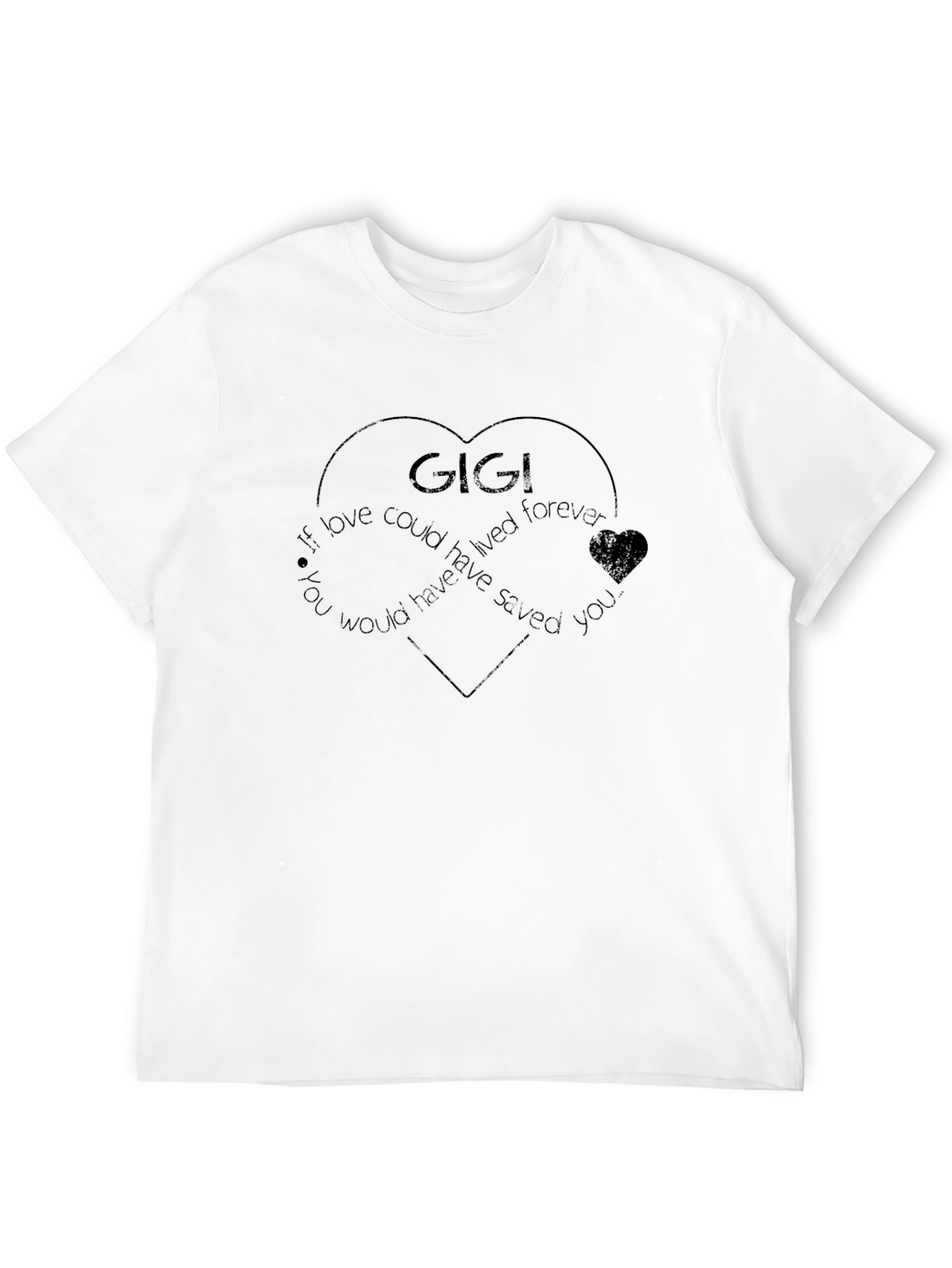 Black Gigi Love Heart Graphic Tee - Unisex Black T-Shirt view 12