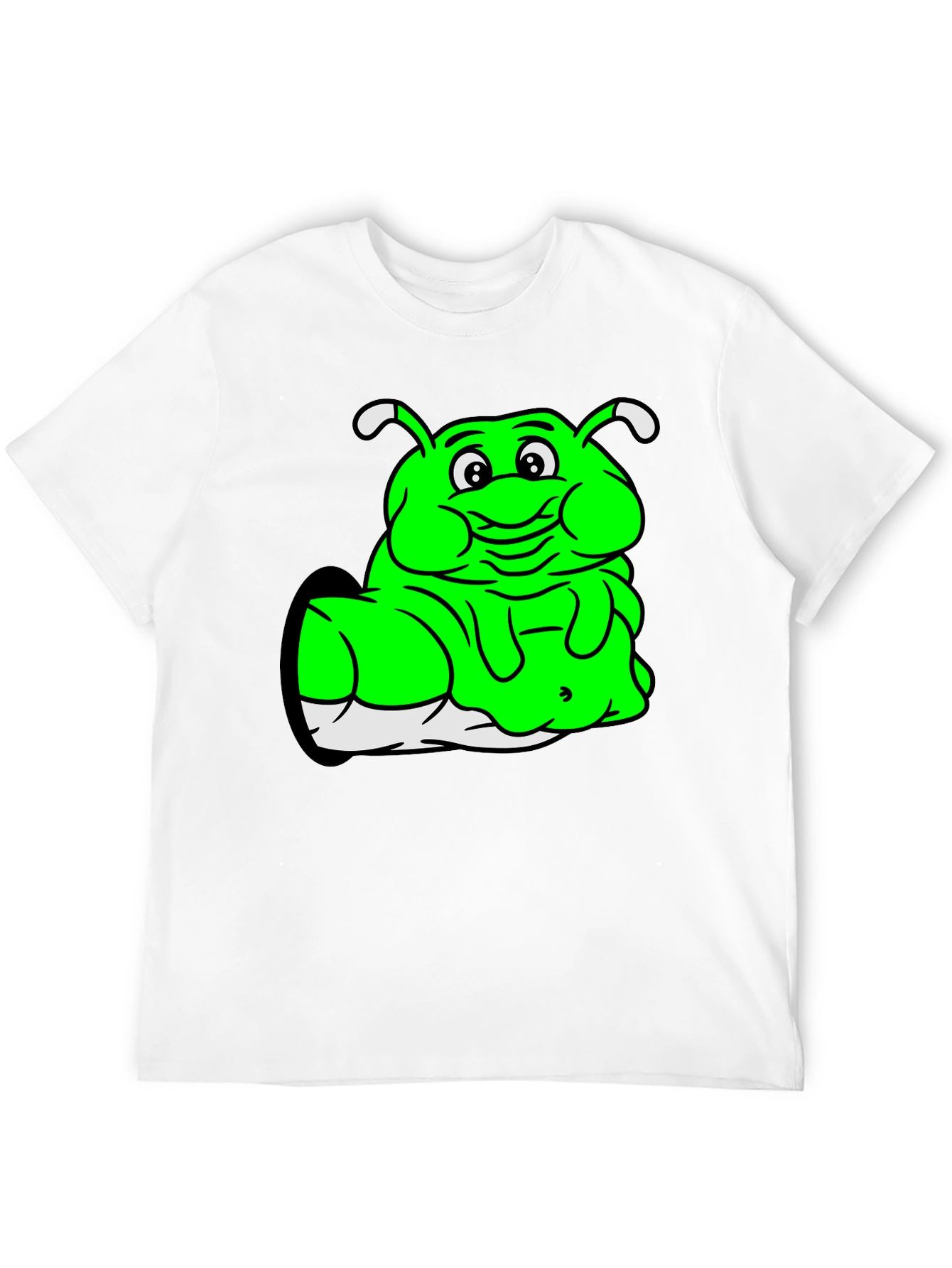 Black Green Cartoon Character Black T-Shirt view 12
