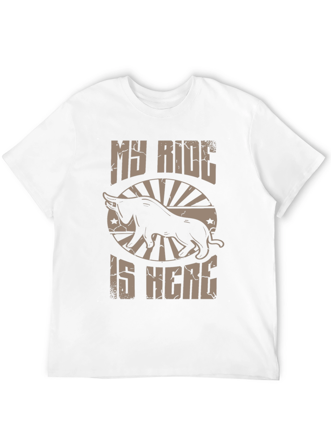 Black My Ride is Here Bull T-Shirt - Black Cotton Tee view 12