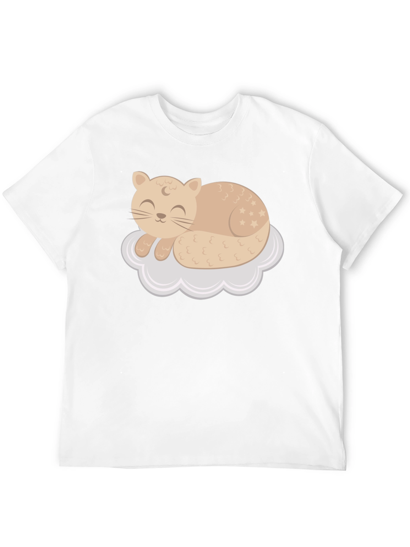 Black Cute Cat Sleeping on Cloud T-Shirt view 12