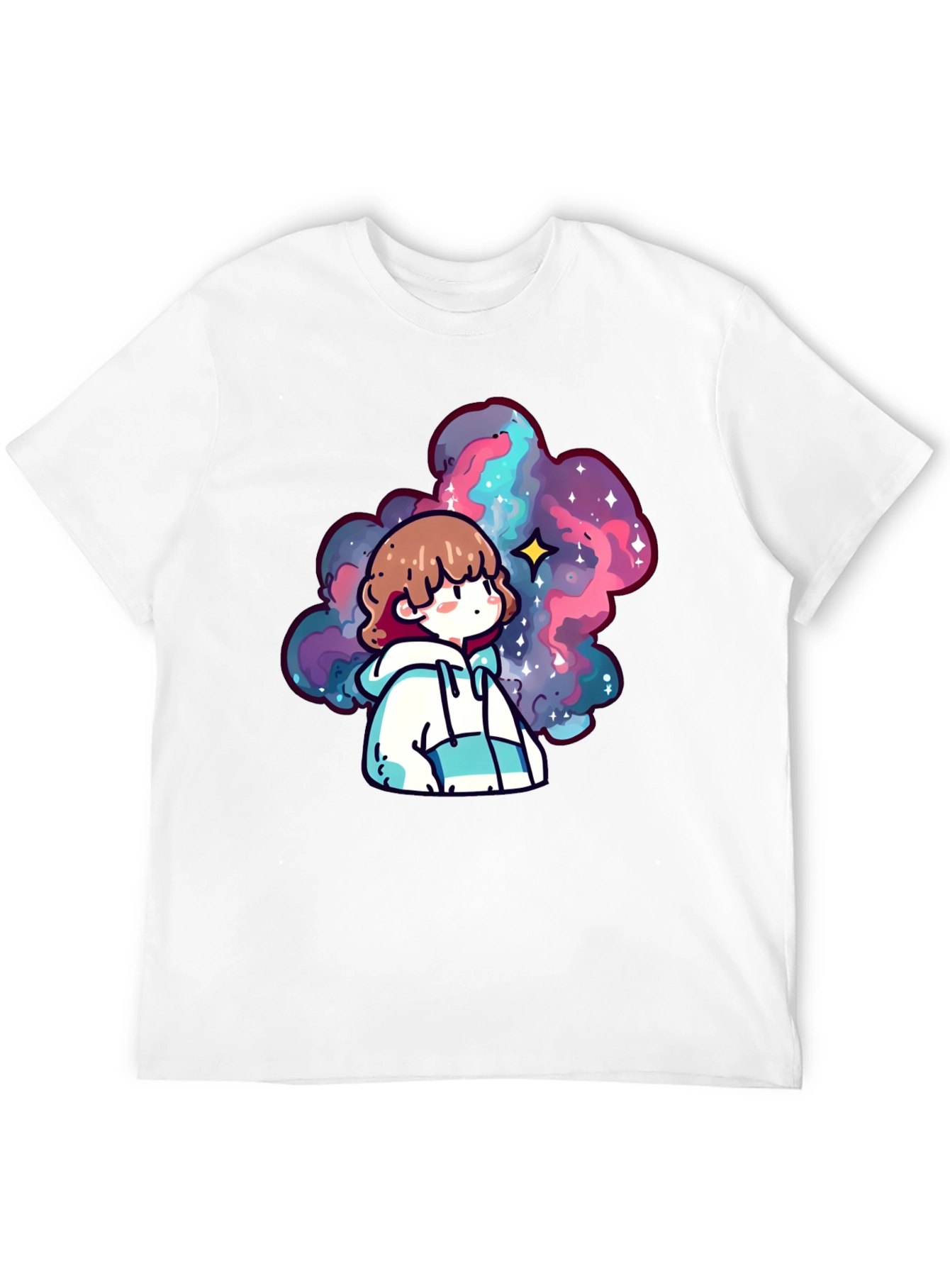 Black Anime Galaxy Graphic Black T-Shirt view 12