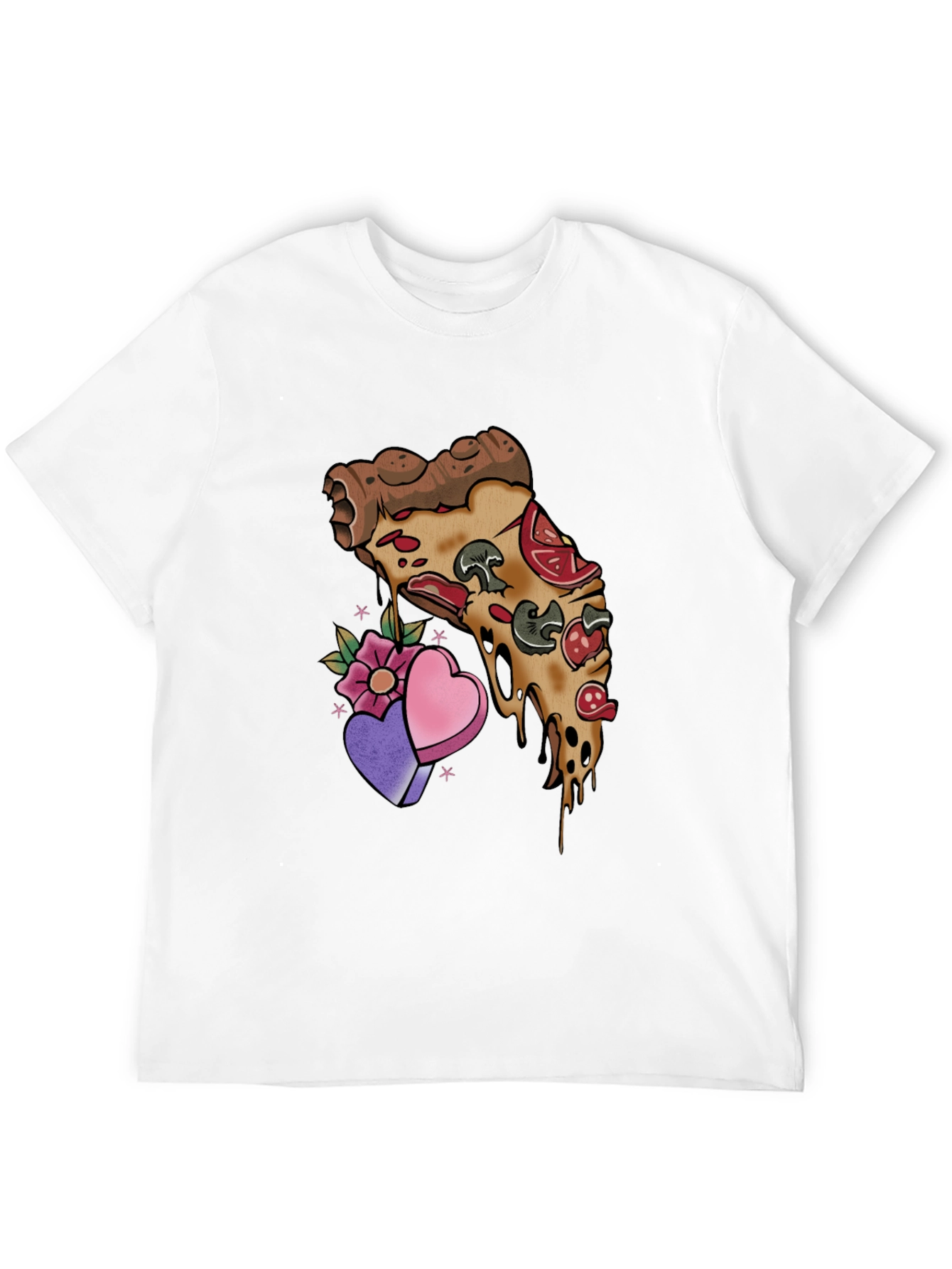 Black Pizza Love T-Shirt - Foodie Valentine's Tee view 12