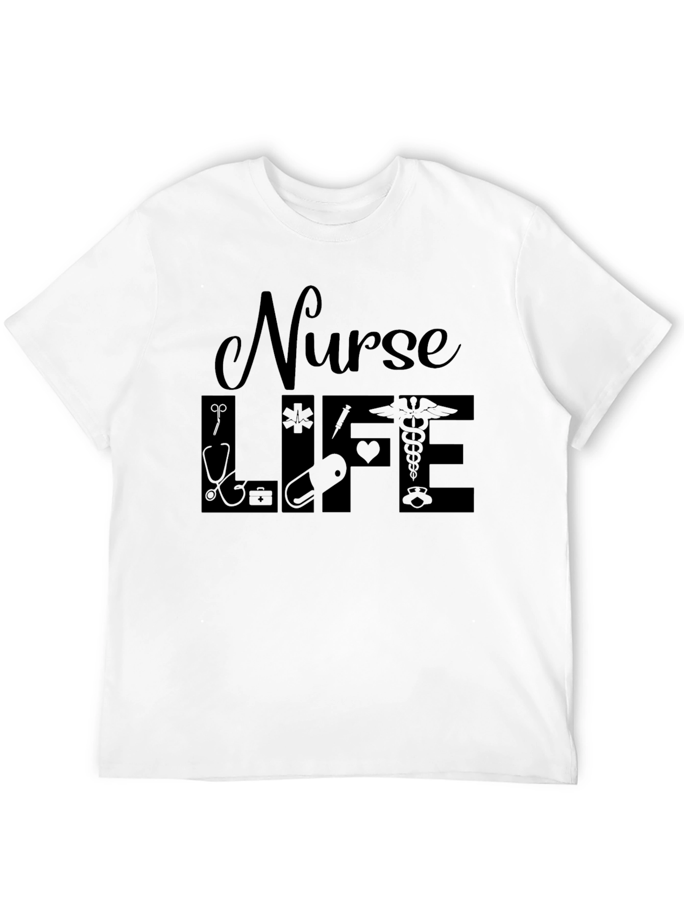 Black Nurse Life Graphic T-Shirt - Black Crew Neck view 12