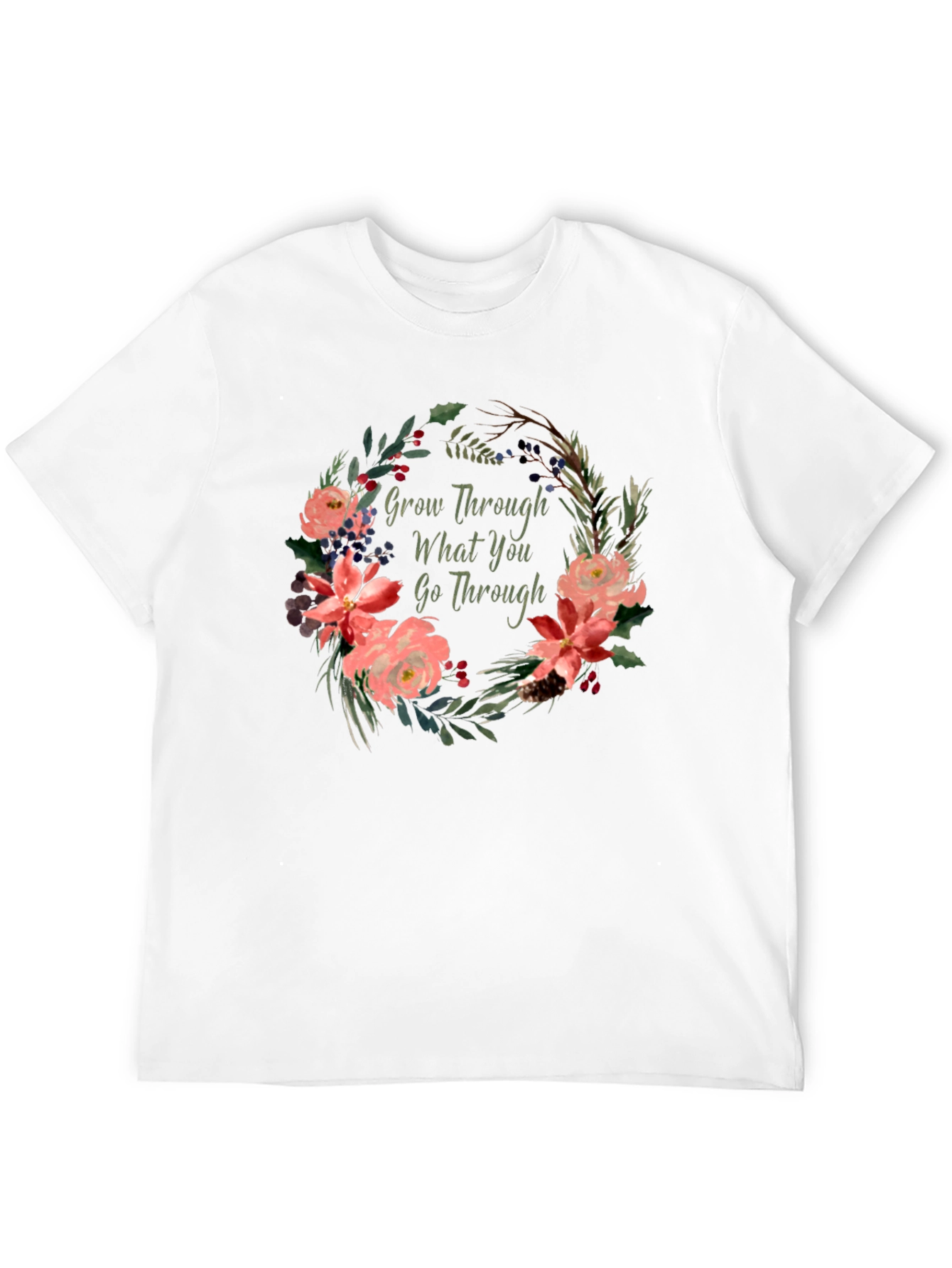 Black Floral Grow Through What You Go Through T-Shirt view 12