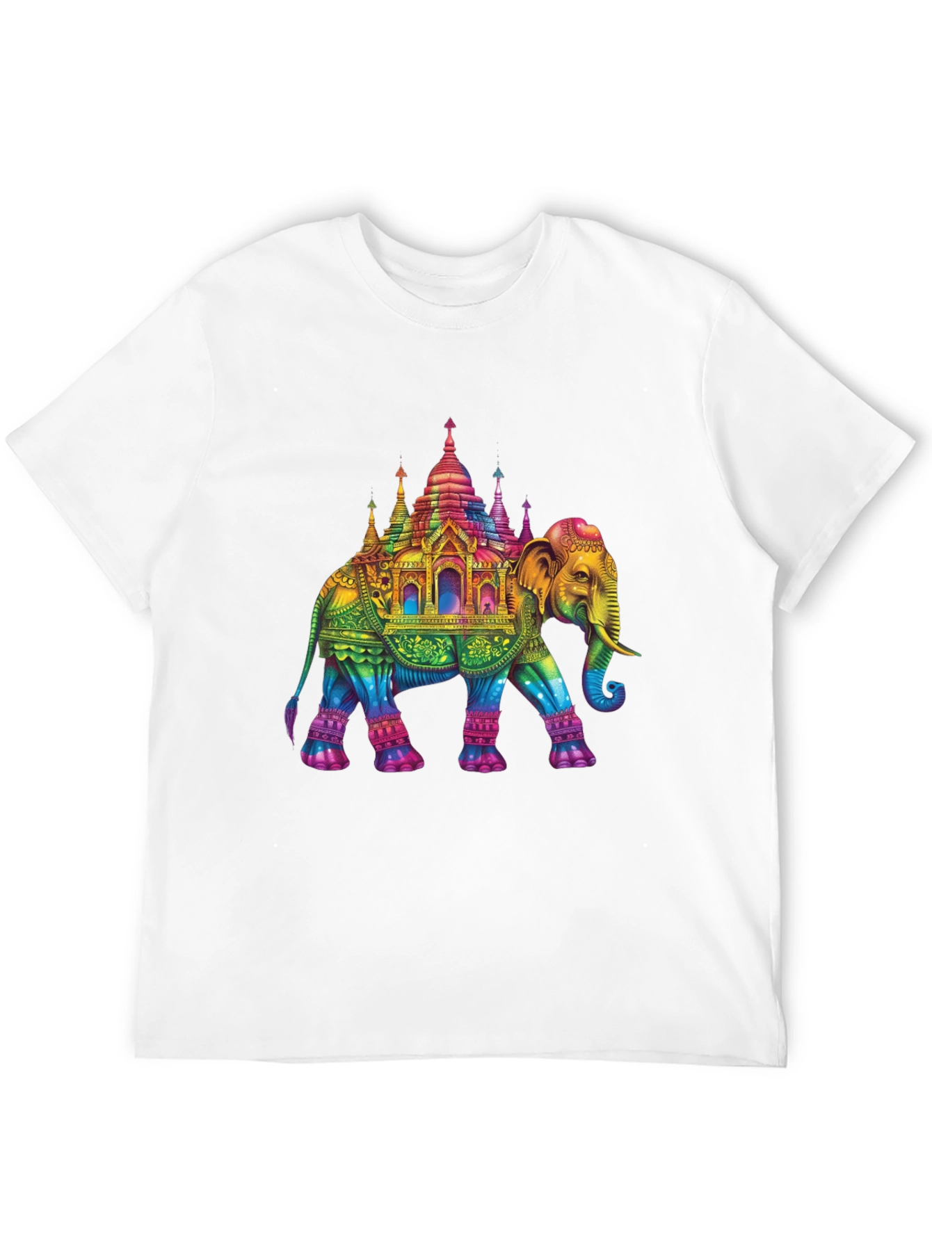 Black Rainbow Elephant Pagoda T-Shirt view 12
