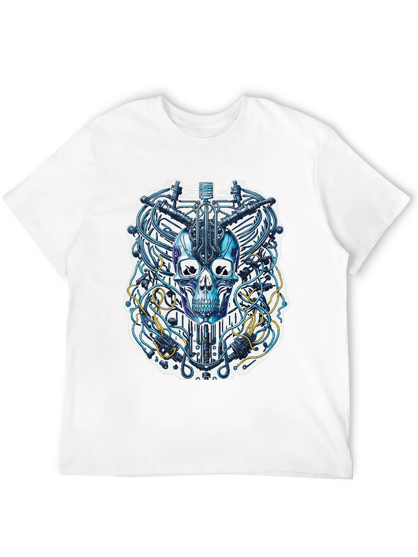 Black Cyberpunk Skull T-Shirt - Unique Design view 12