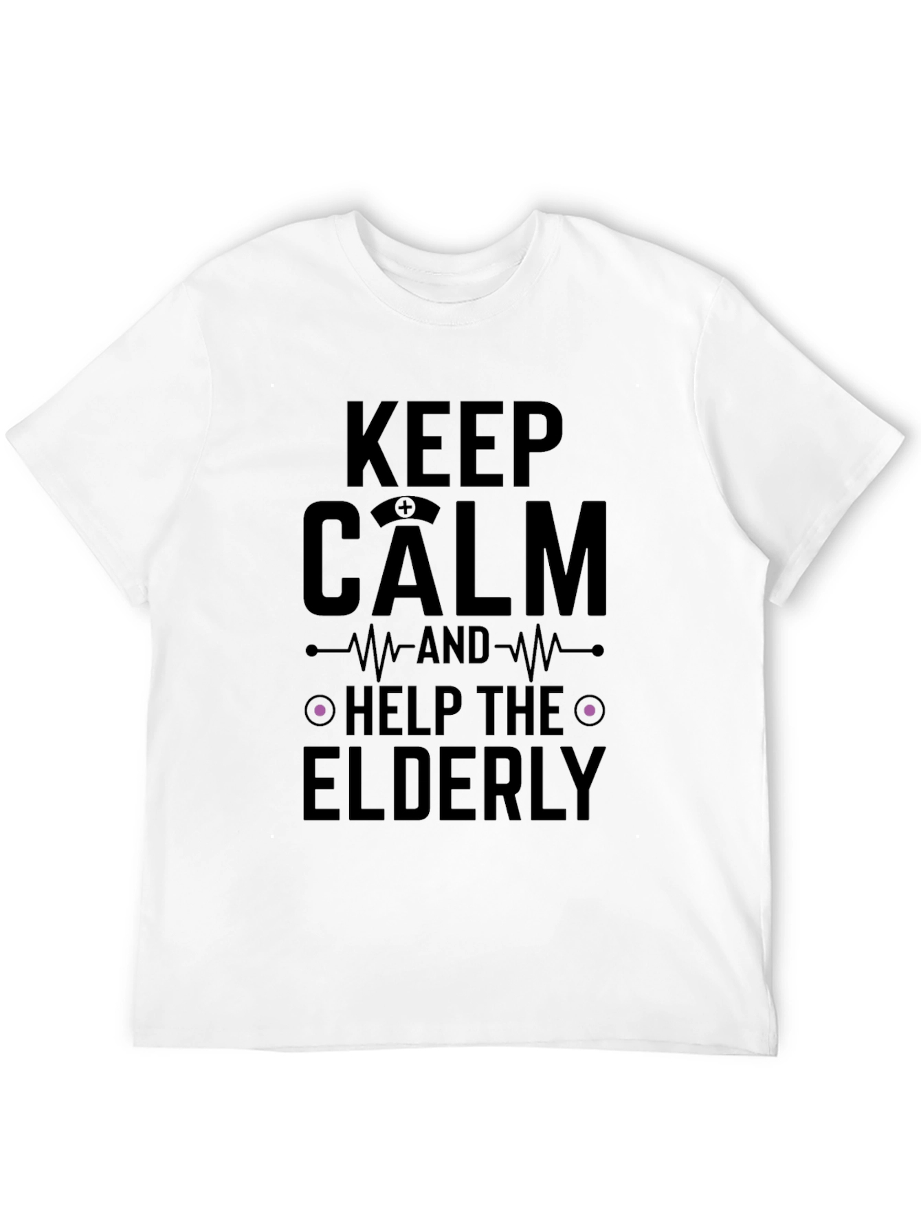 Black Keep Calm Help Elderly Black Graphic Tee view 12