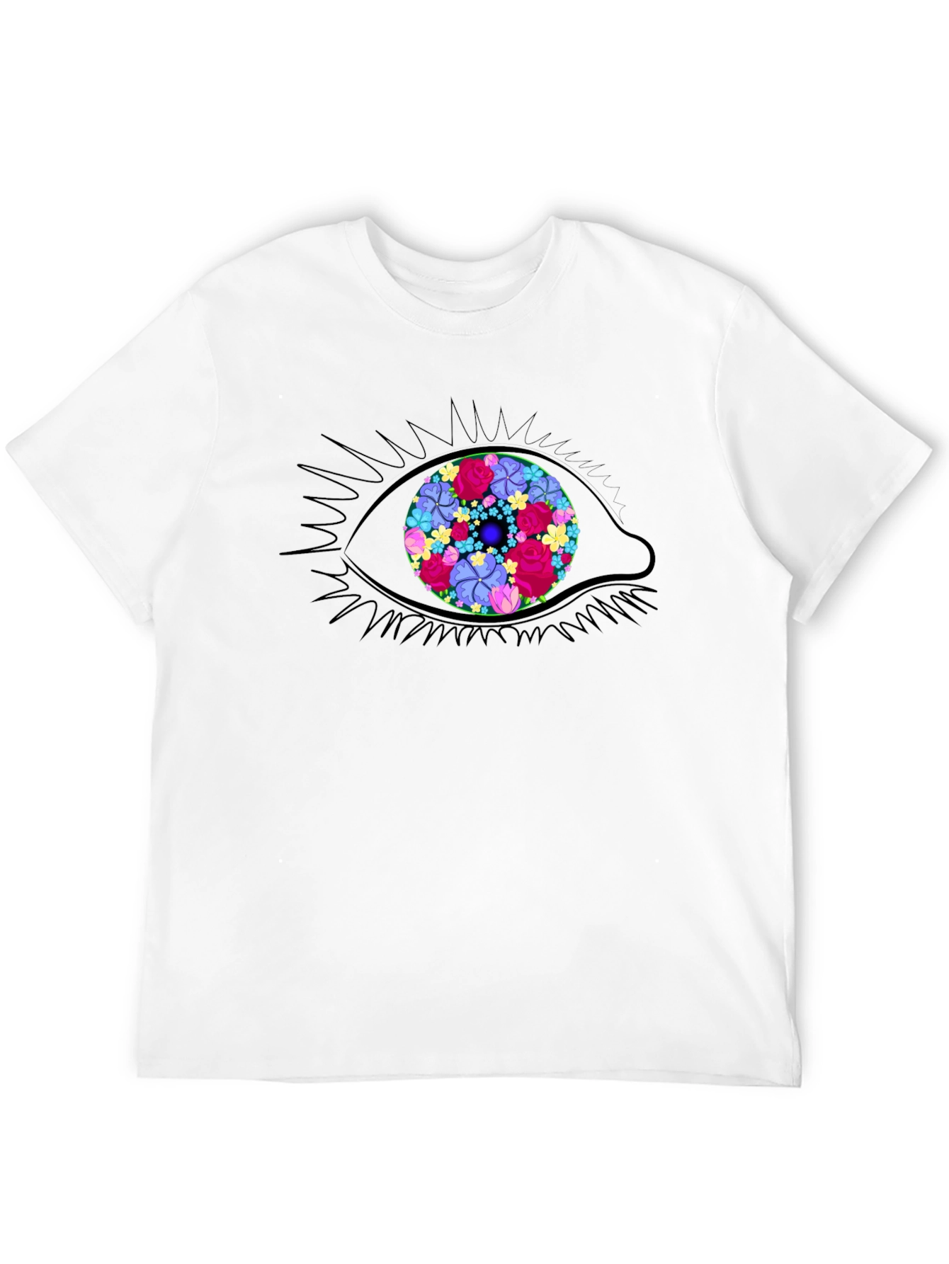 Black Floral Eye Graphic Tee - Stylish Black T-Shirt view 12